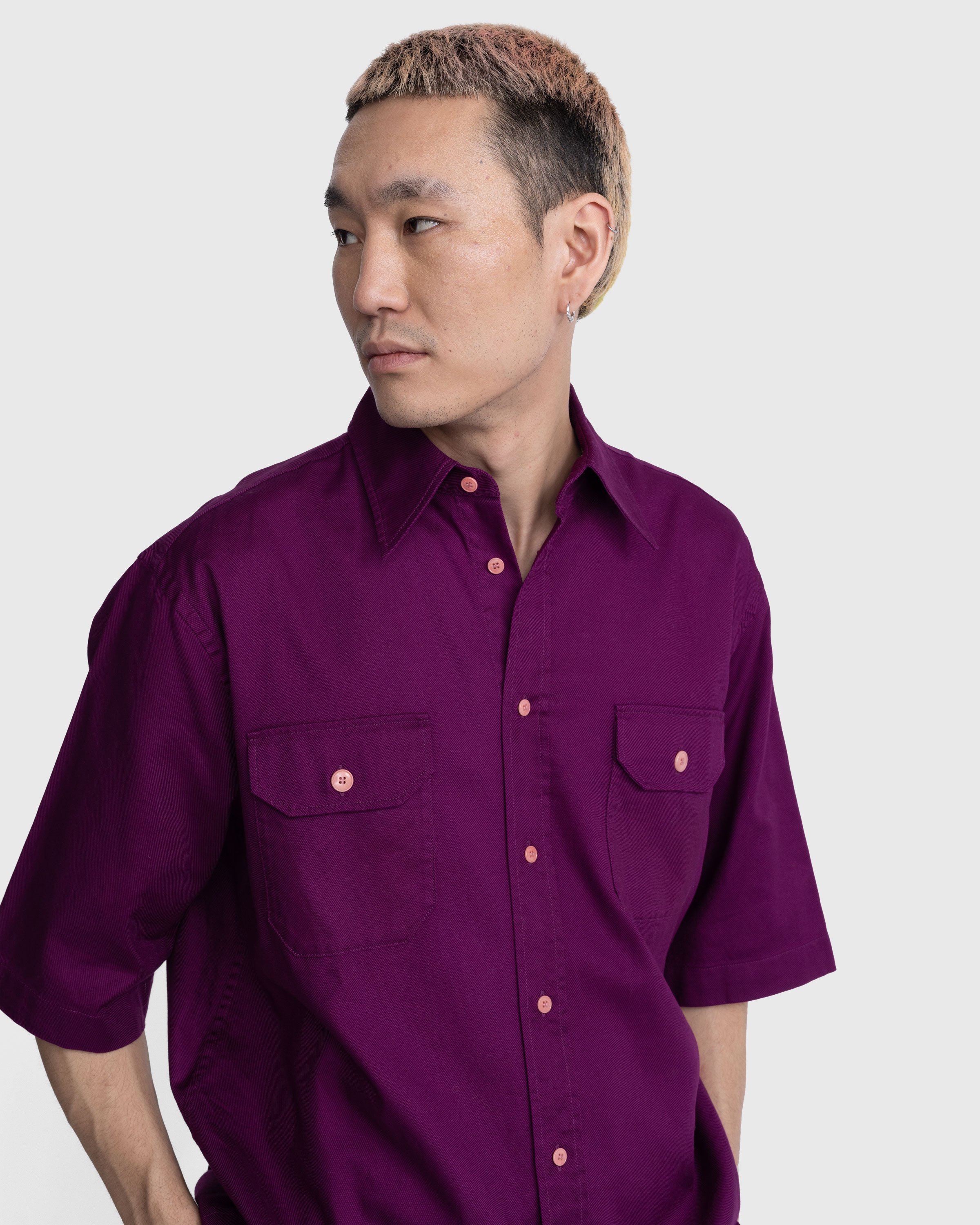 Acne Studios - Short-Sleeve Button-Up Shirt Purple - Clothing - Purple - Image 6