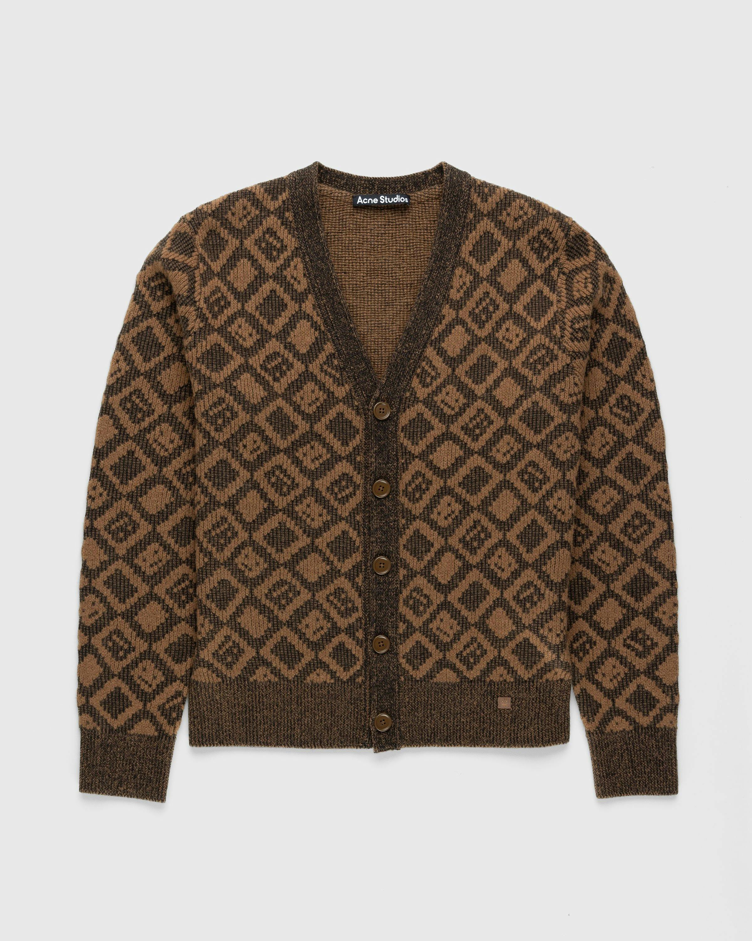 Acne Studios - face Tiles Cardigan Toffee Brown - Clothing - Brown - Image 1