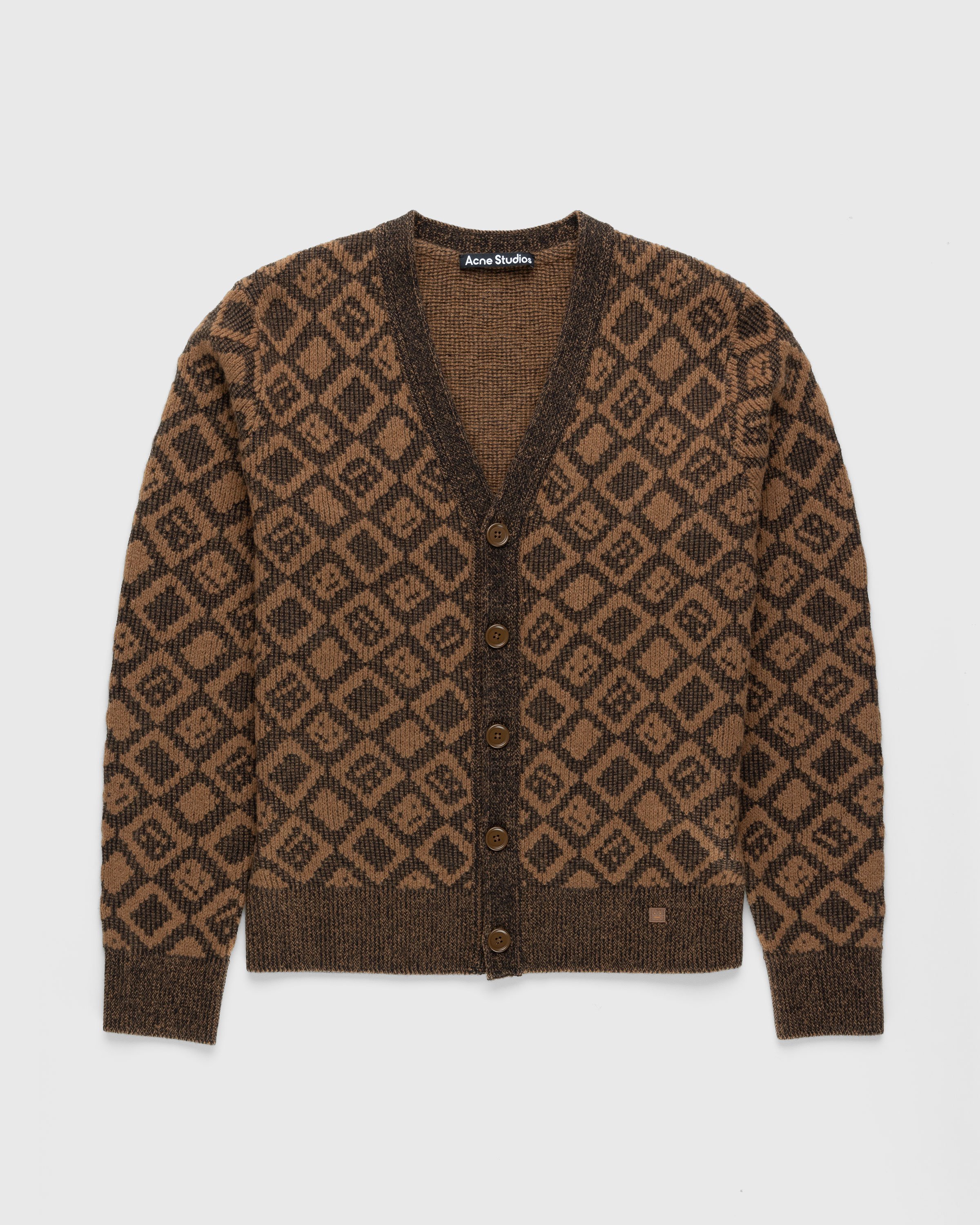 Acne Studios - face Tiles Cardigan Toffee Brown - Clothing - Brown - Image 1