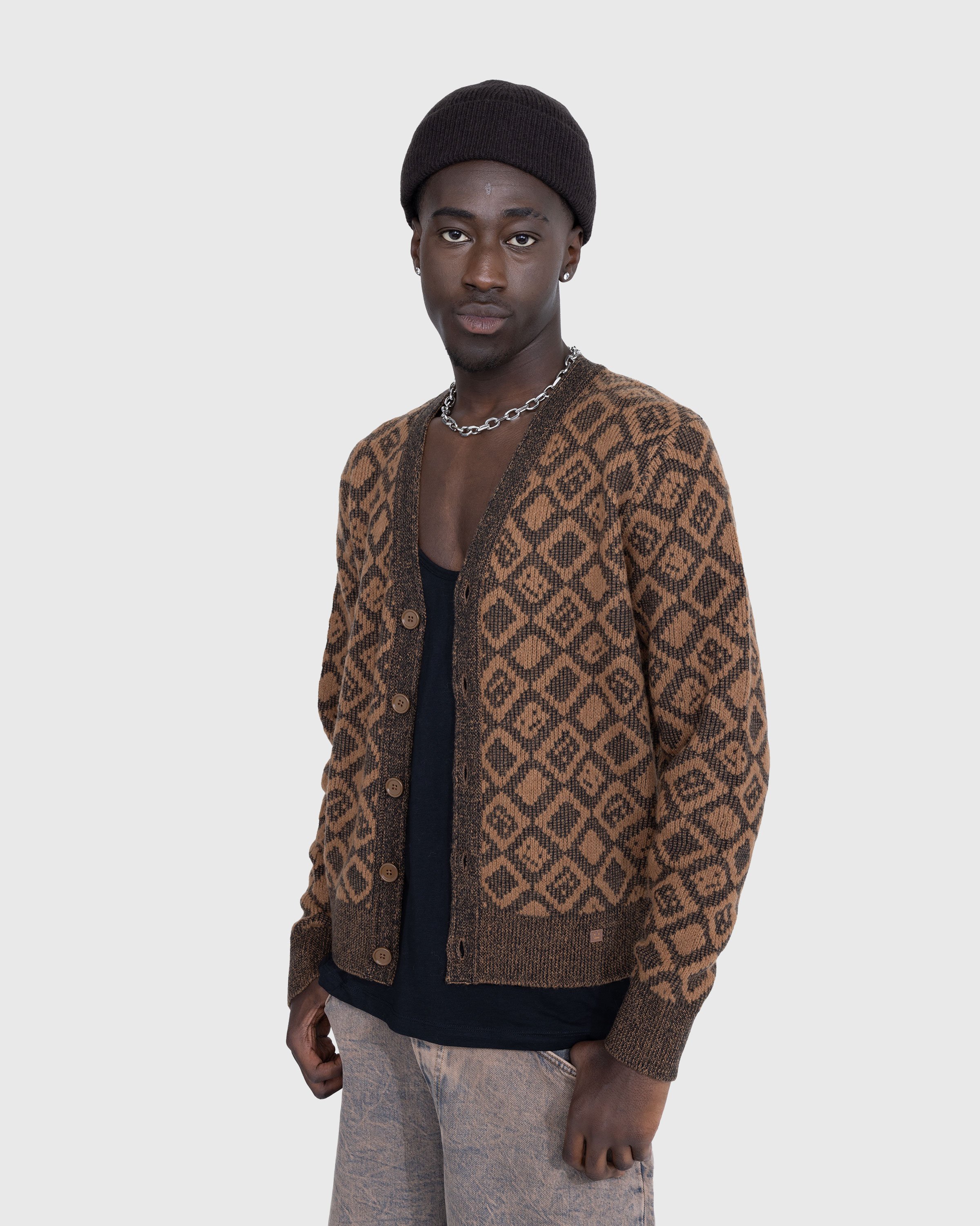 Acne Studios - face Tiles Cardigan Toffee Brown - Clothing - Brown - Image 2