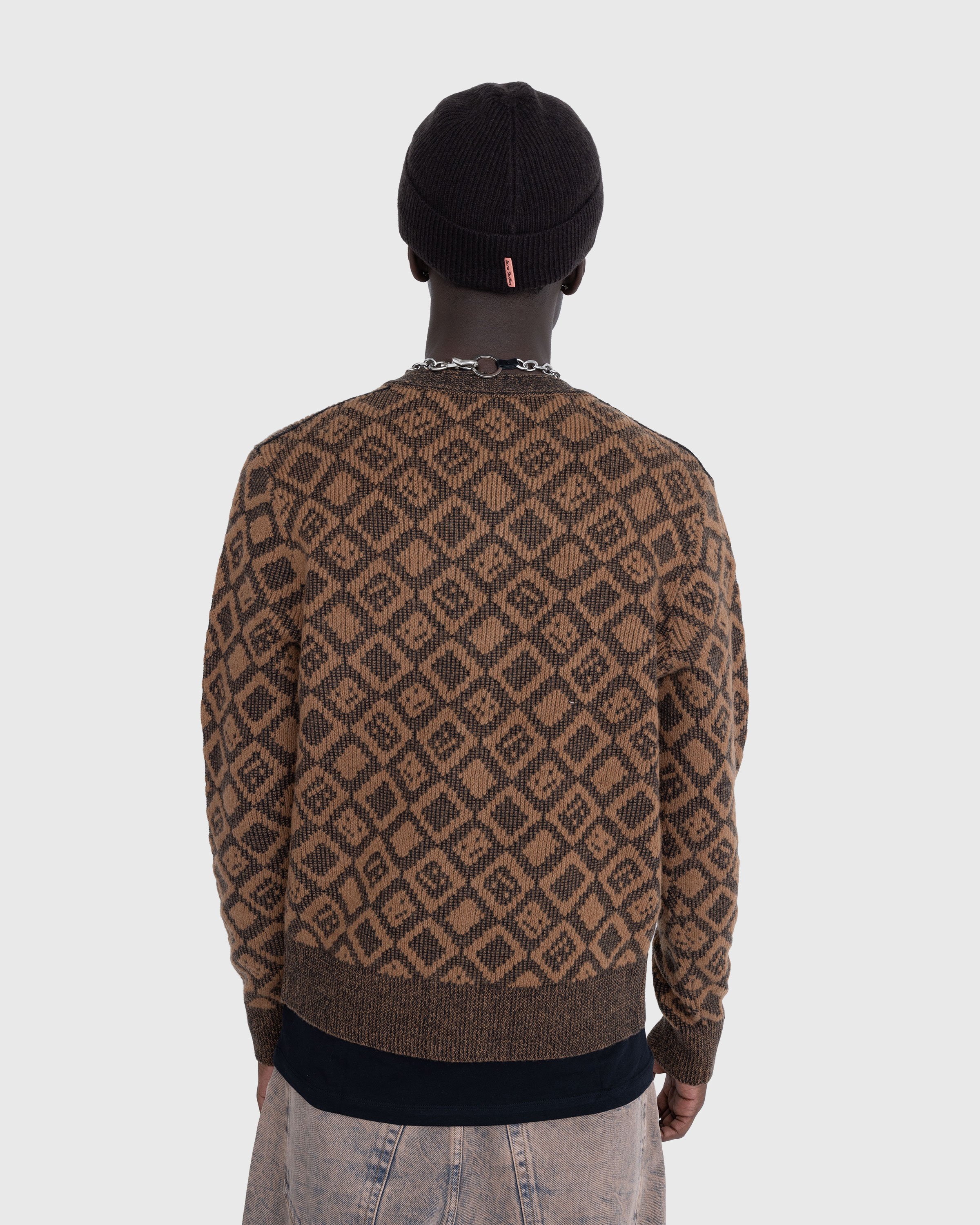 Acne Studios - face Tiles Cardigan Toffee Brown - Clothing - Brown - Image 3