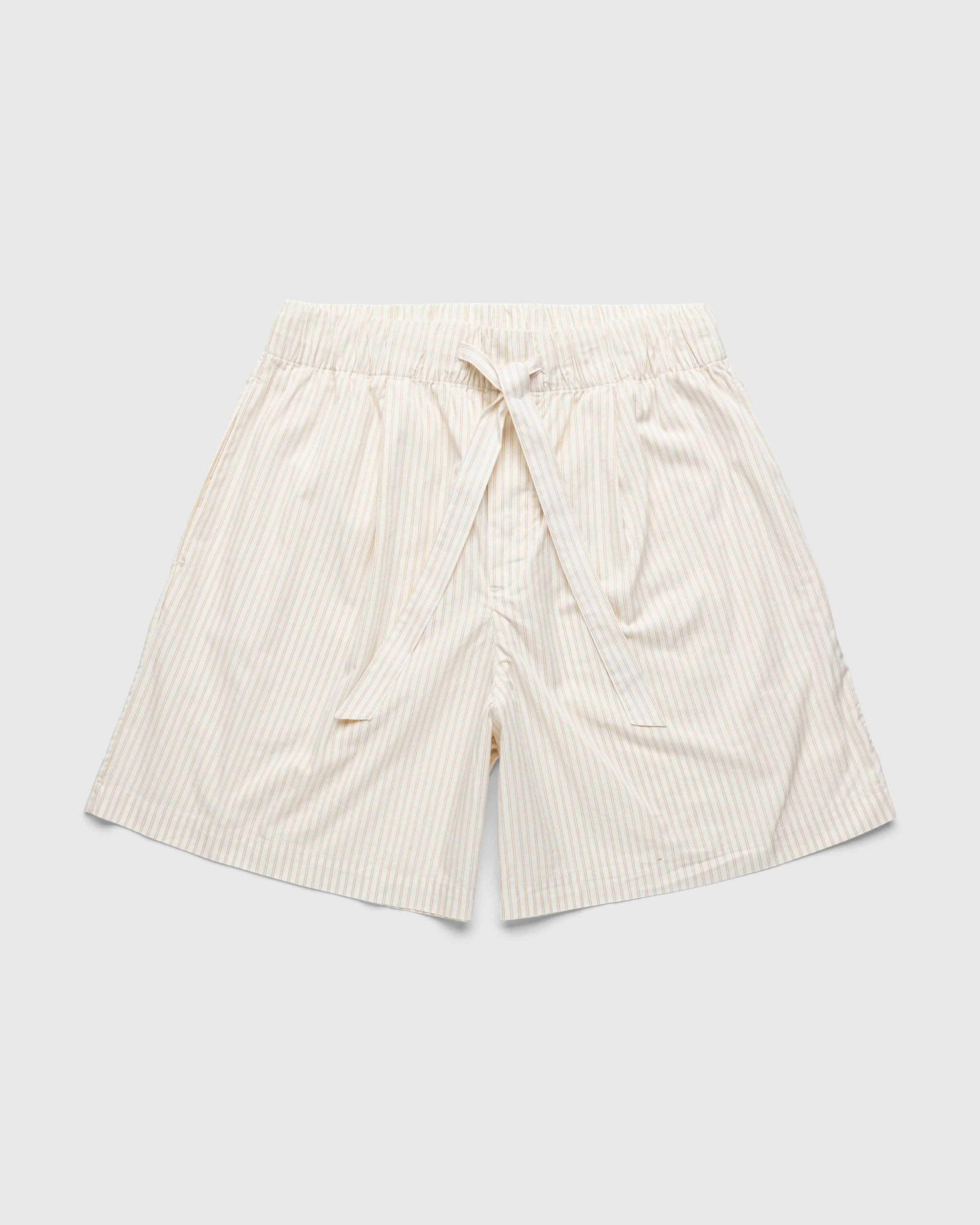 Birkenstock x Tekla - Poplin Pyjama Shorts Wheat Stripes - Clothing - Beige - Image 1