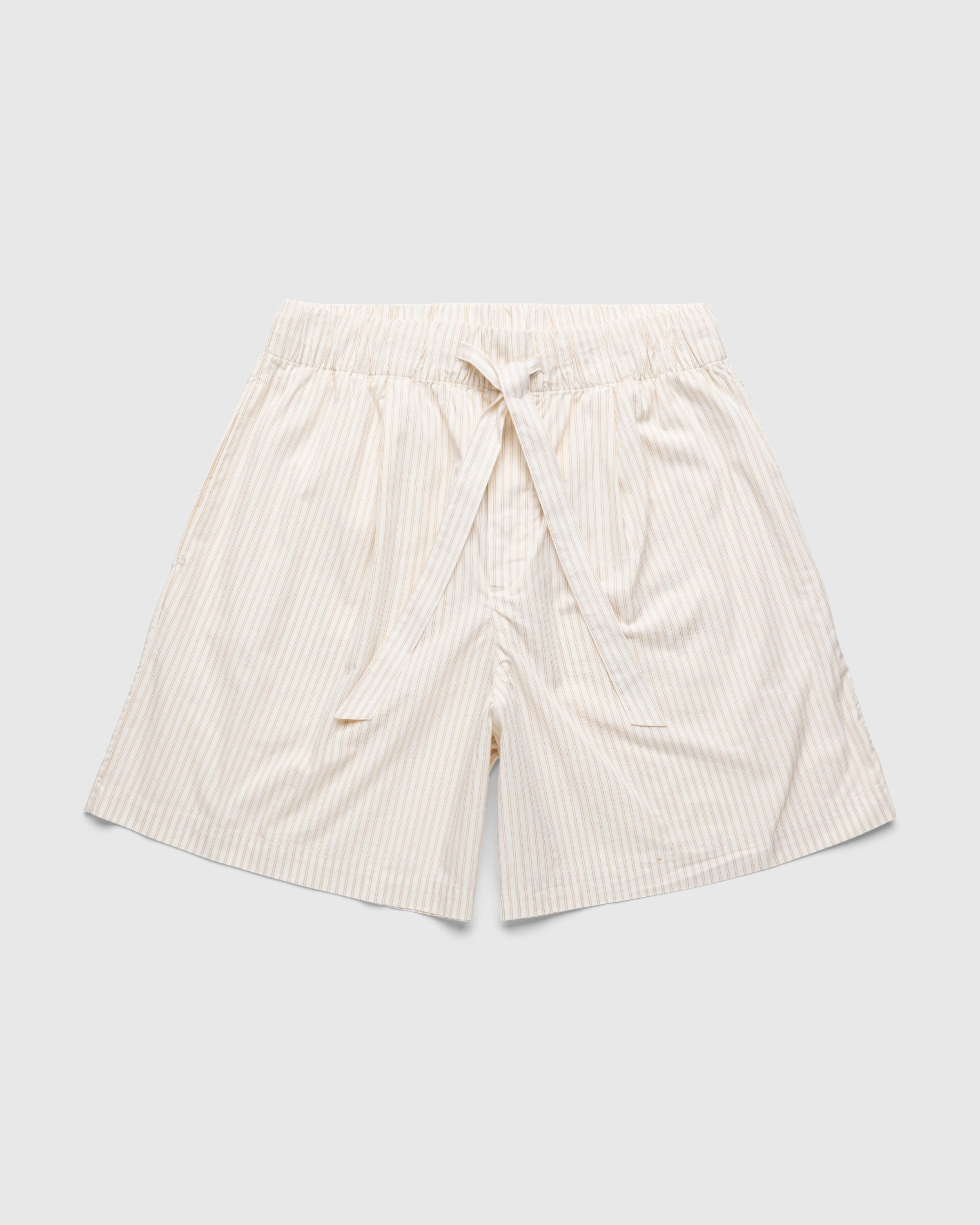 Birkenstock x Tekla - Poplin Pyjama Shorts Wheat Stripes - Clothing - Beige - Image 1