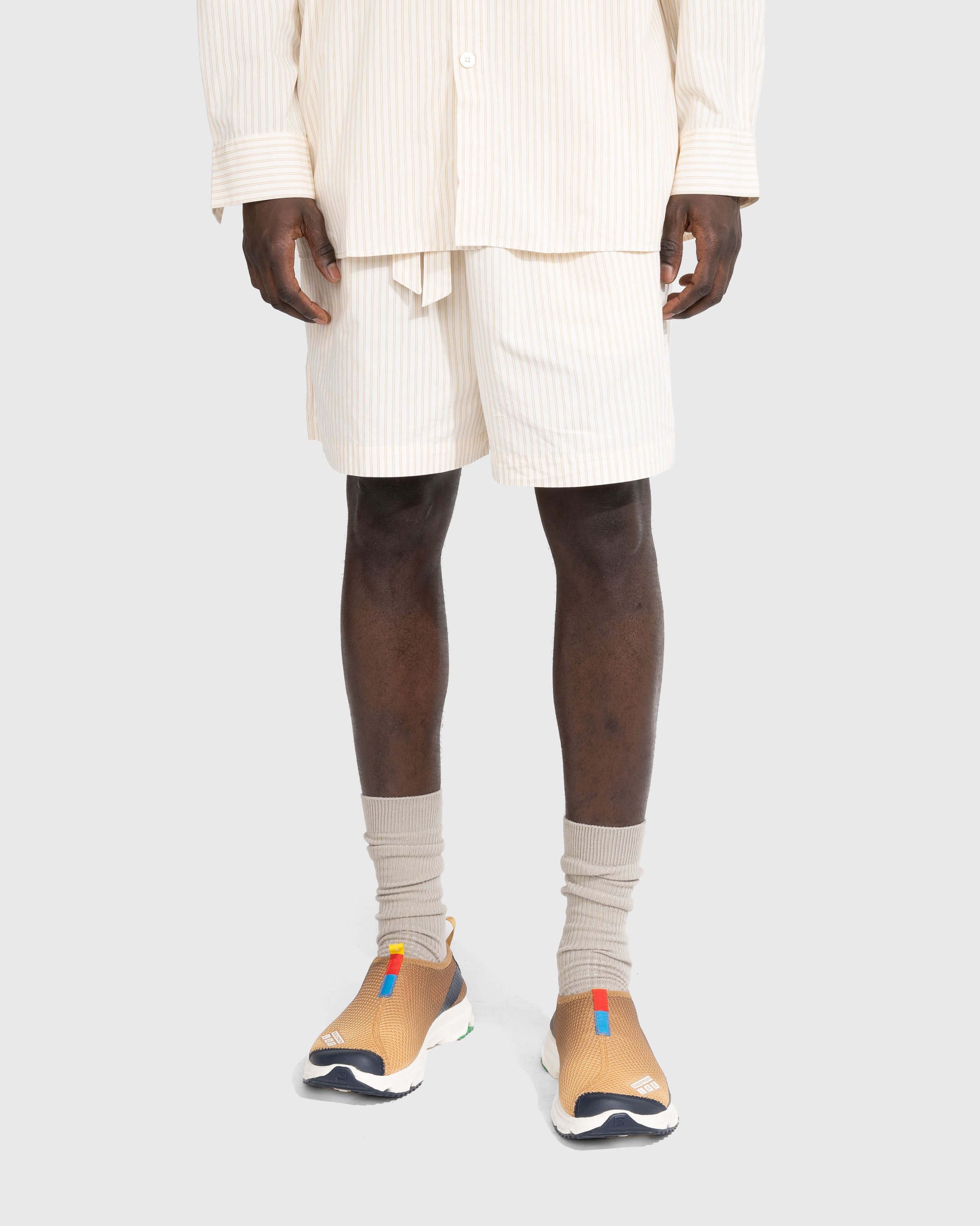 Birkenstock x Tekla - Poplin Pyjama Shorts Wheat Stripes - Clothing - Beige - Image 2