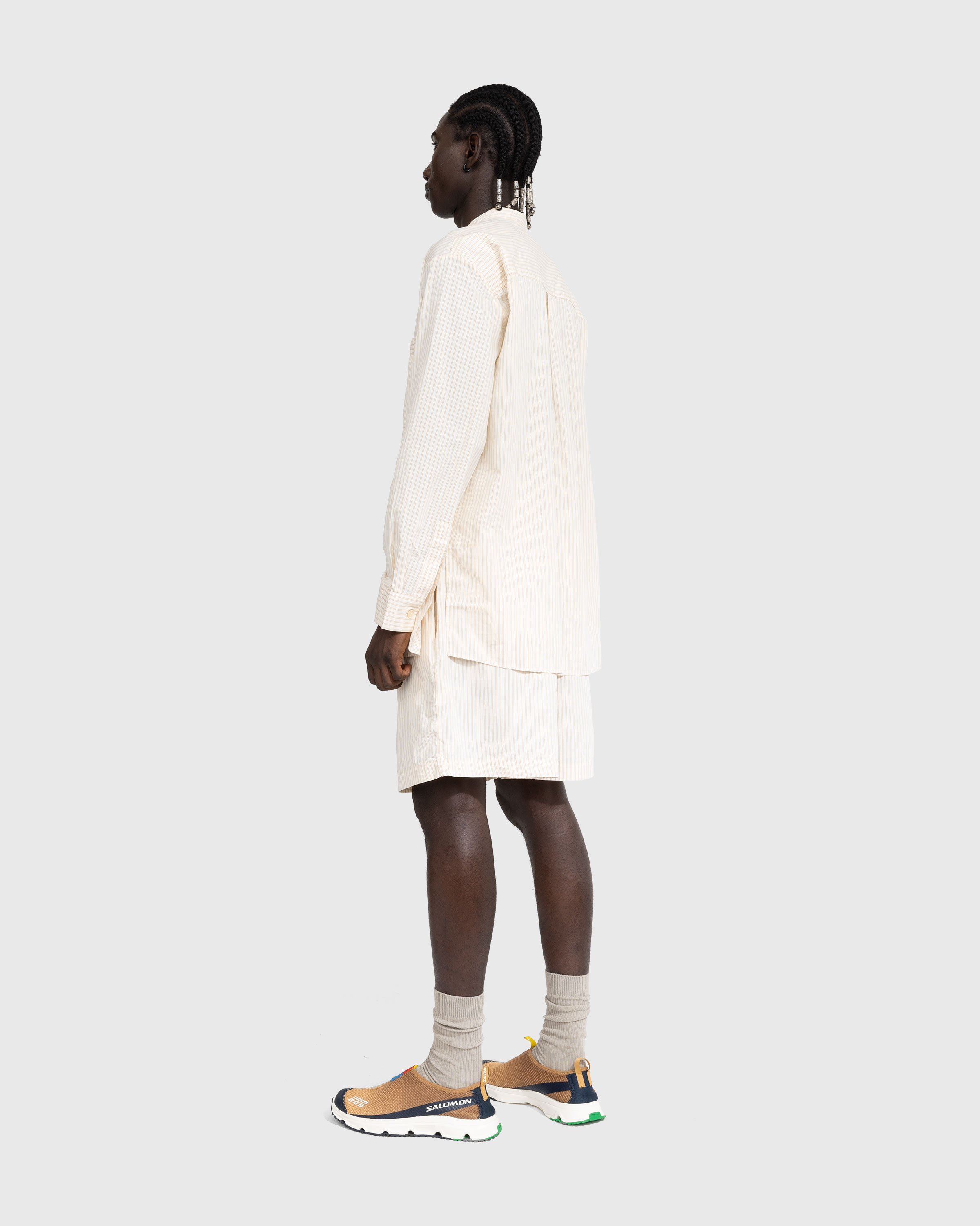 Birkenstock x Tekla - Poplin Pyjama Shorts Wheat Stripes - Clothing - Beige - Image 4
