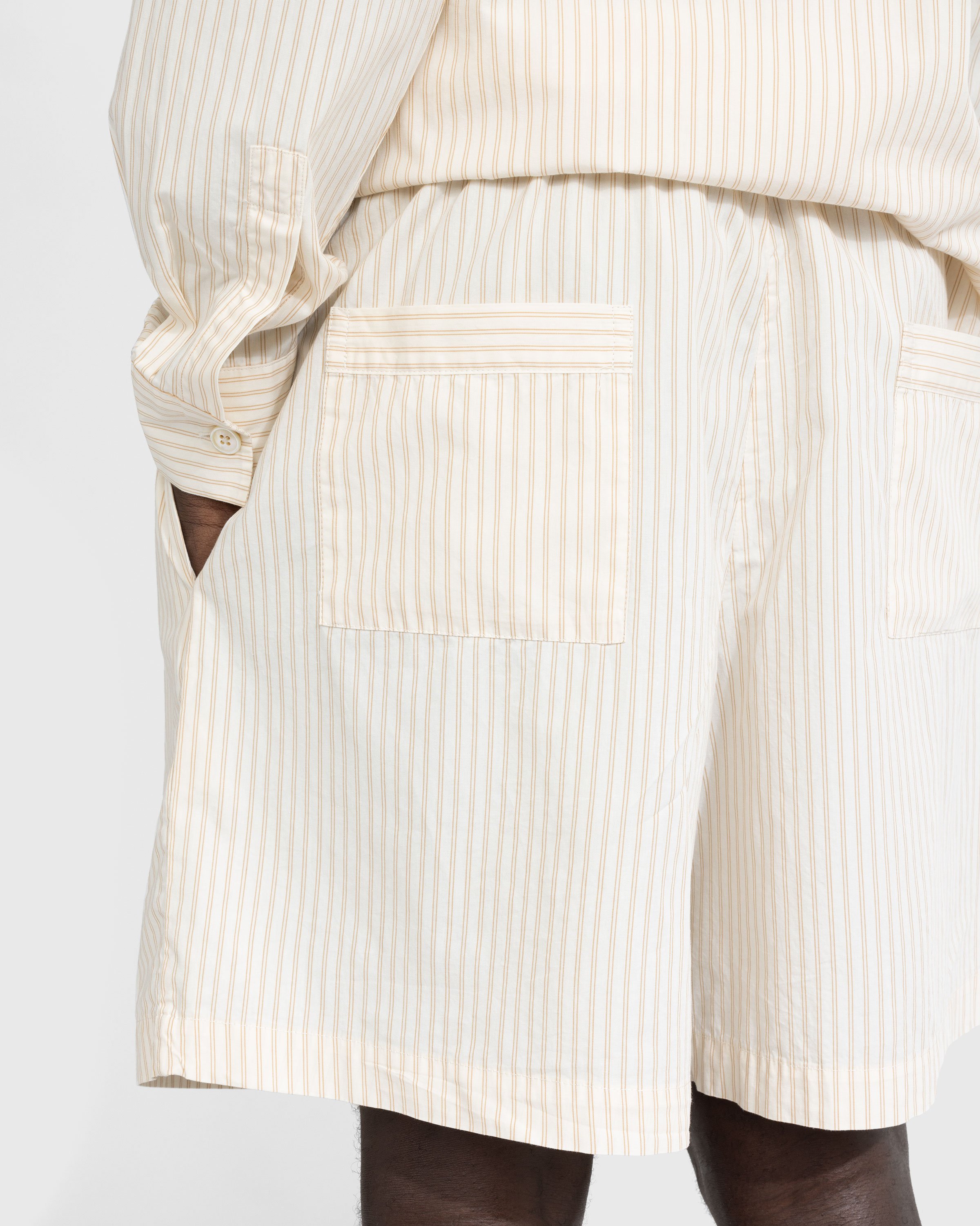 Birkenstock x Tekla - Poplin Pyjama Shorts Wheat Stripes - Clothing - Beige - Image 6