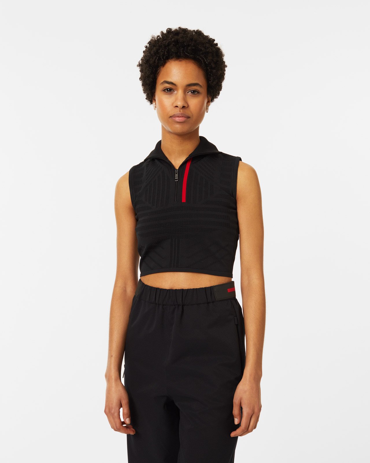 Prada - Knitted Nylon Crop Top - Clothing - Black - Image 1