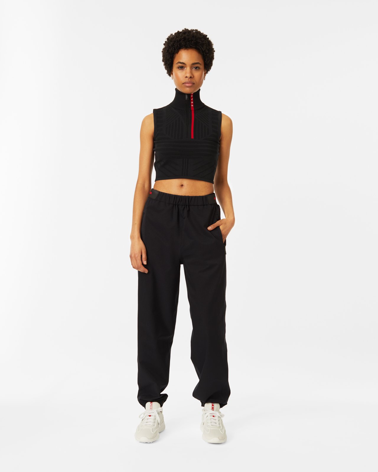 Prada - Knitted Nylon Crop Top - Clothing - Black - Image 6
