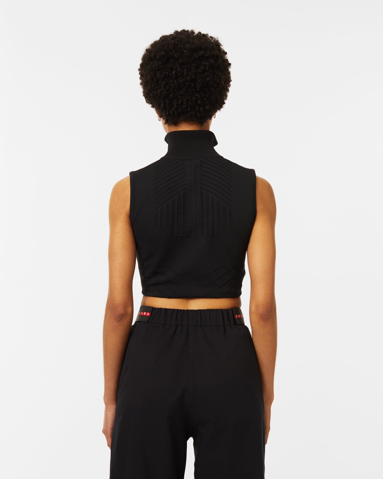 Prada - Knitted Nylon Crop Top - Clothing - Black - Image 7
