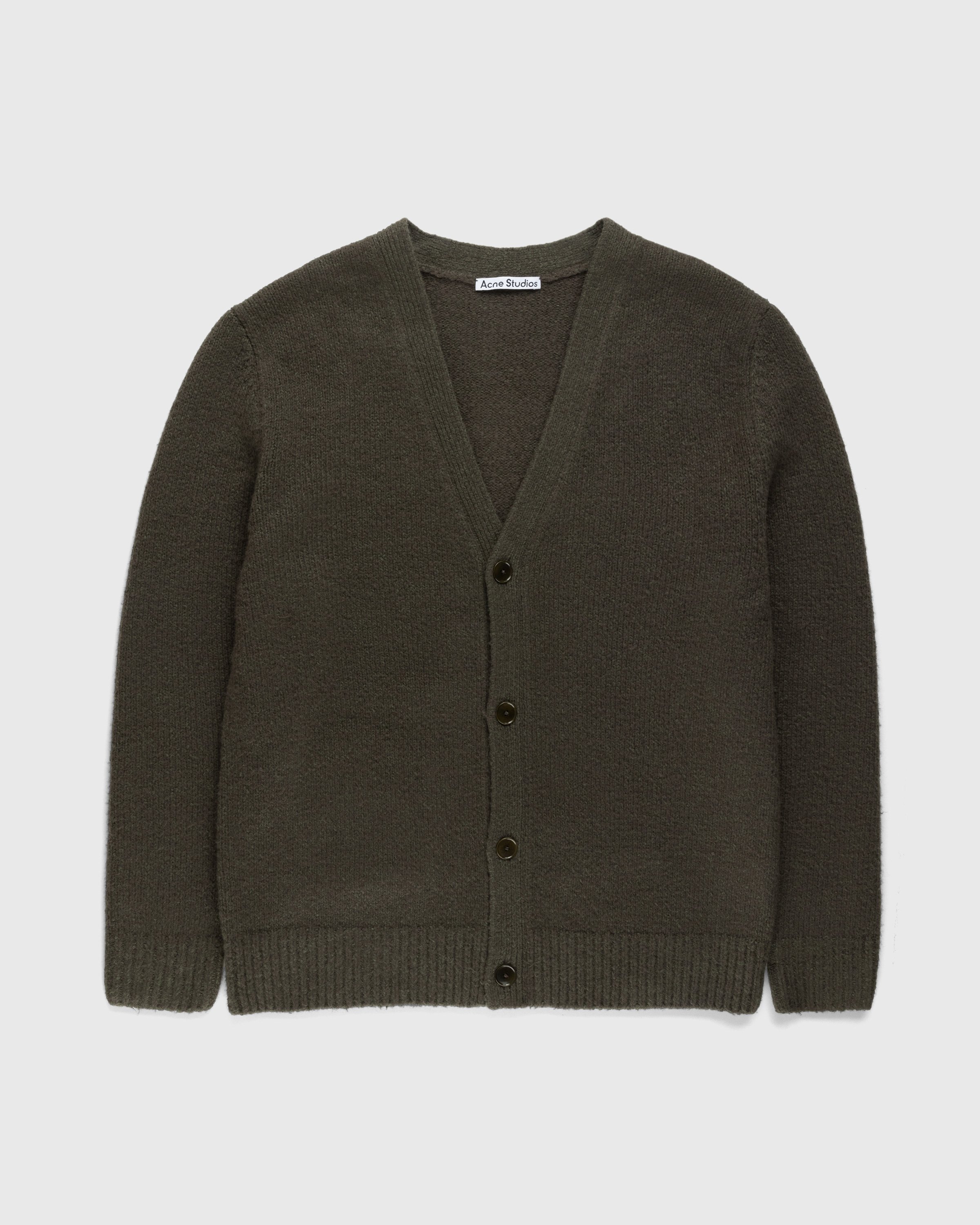 Acne Studios - Wool Blend V-Neck Cardigan Sweater Forest Green - Clothing - Grey - Image 1