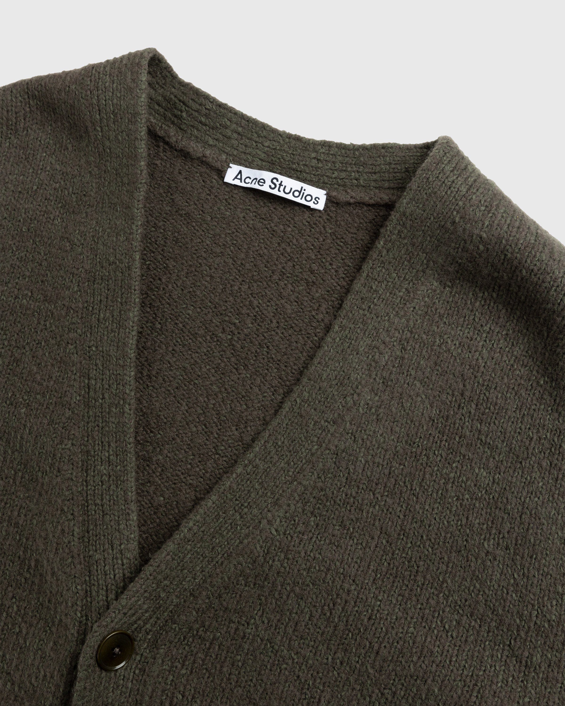 Acne Studios - Wool Blend V-Neck Cardigan Sweater Forest Green - Clothing - Grey - Image 3