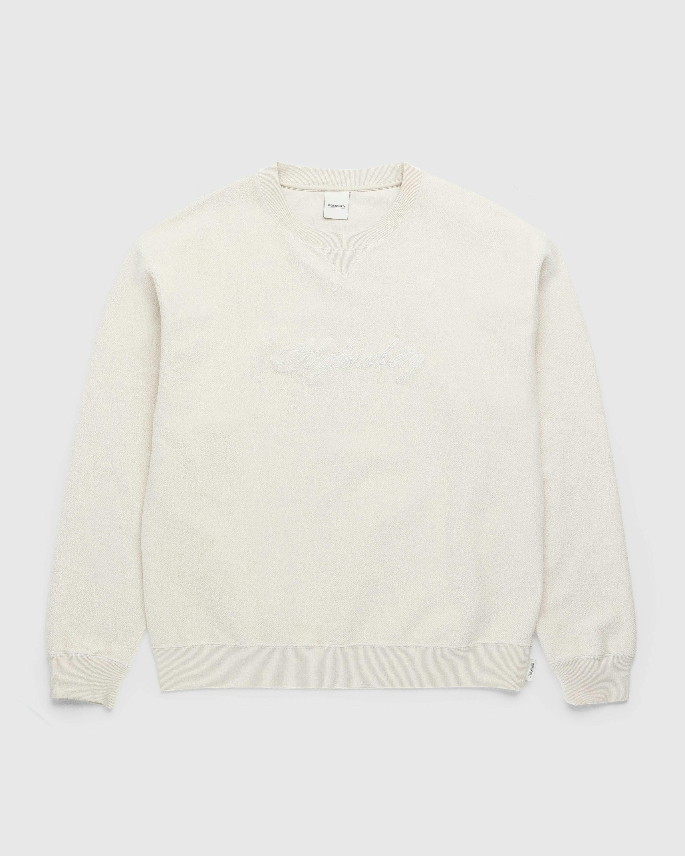 Highsnobiety - Script Logo Reverse Fleece Crew Beige - Clothing - Beige - Image 1