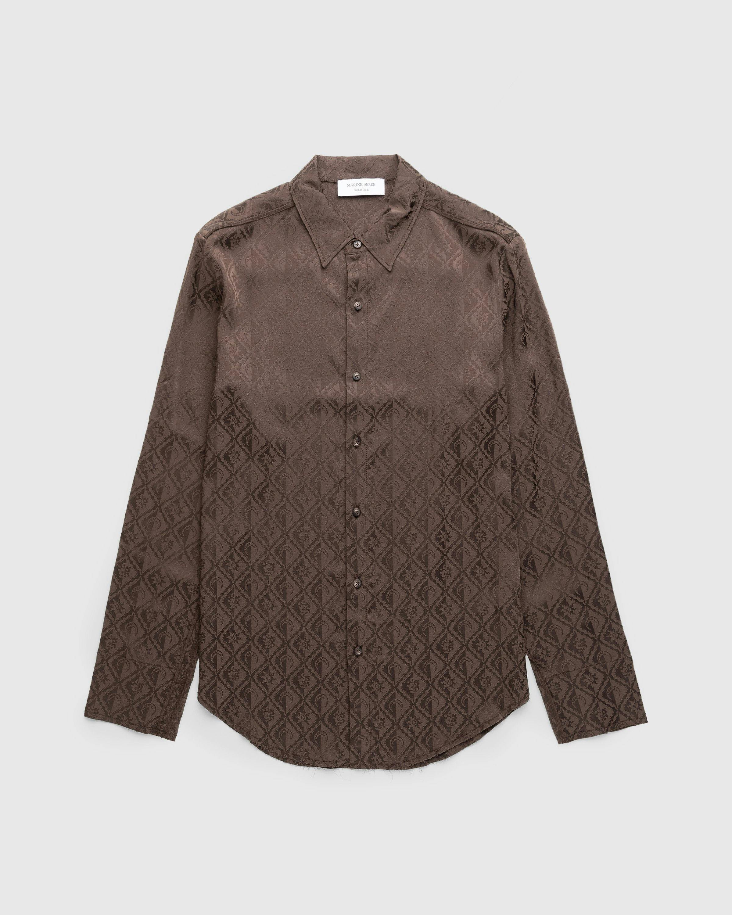 Marine Serre - Moon Diamant Satin Jacquard Blouse Brown - Clothing - undefined - Image 1