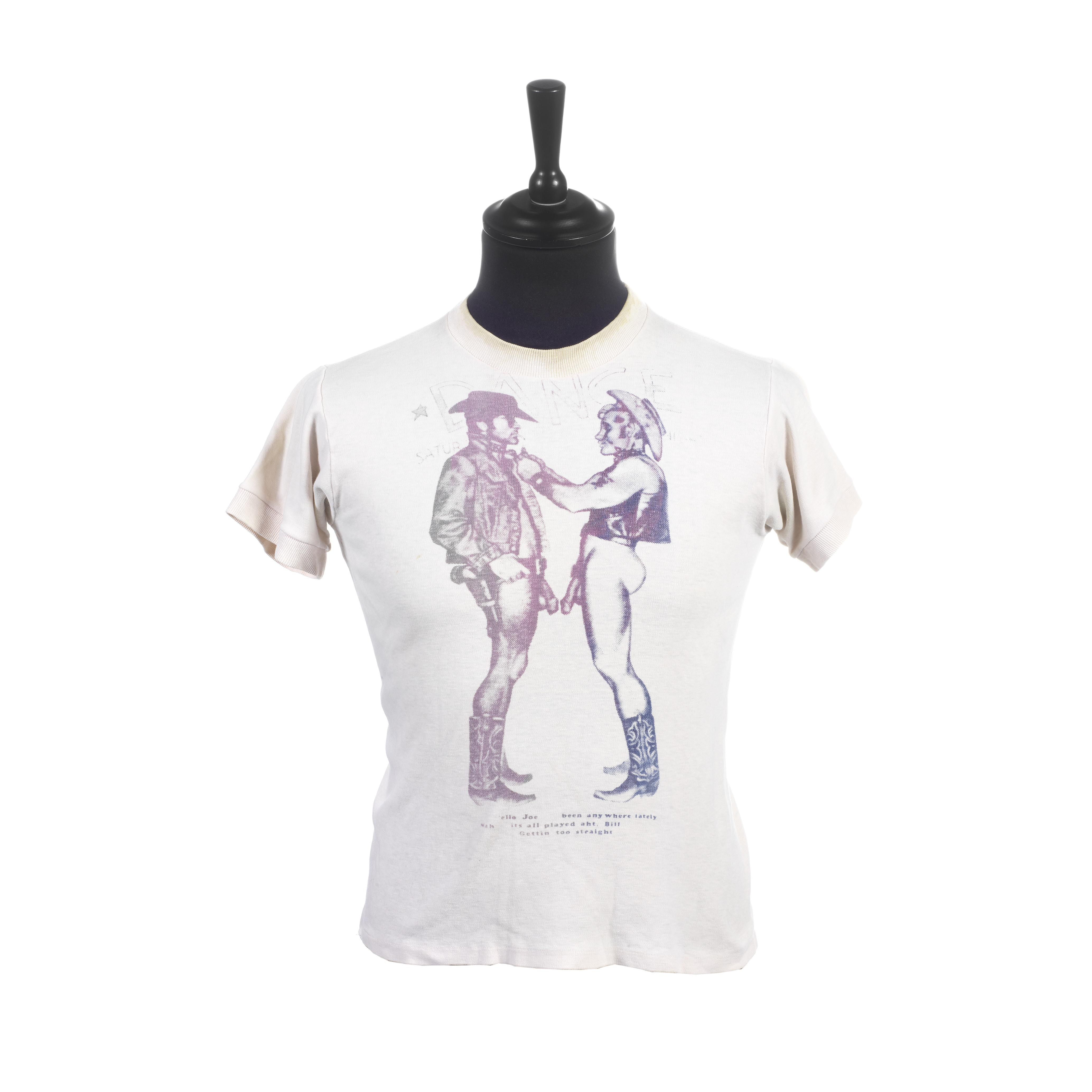 An original and rare pink “Two Cowboys” T-shirt by Westwood and McLaren, 1975.