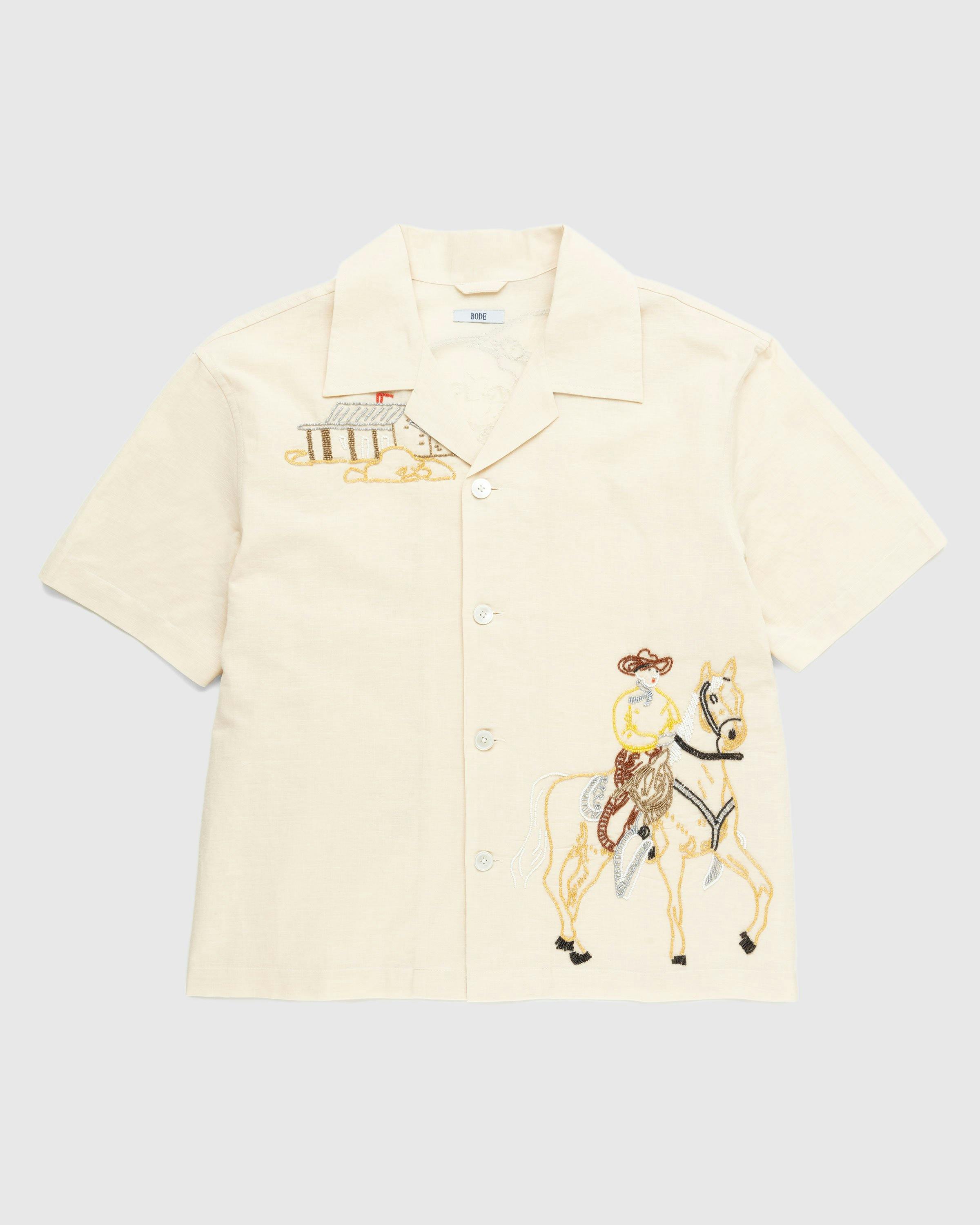 Bode - Beaded Buckaroo Shortsleeve Shirt - Clothing - White - Image 1