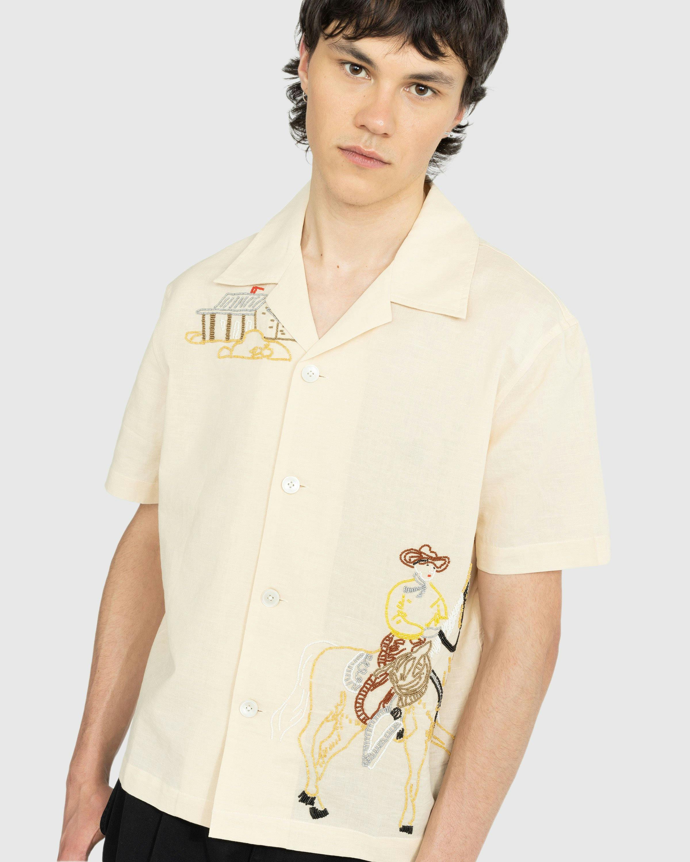 Bode - Beaded Buckaroo Shortsleeve Shirt - Clothing - White - Image 3