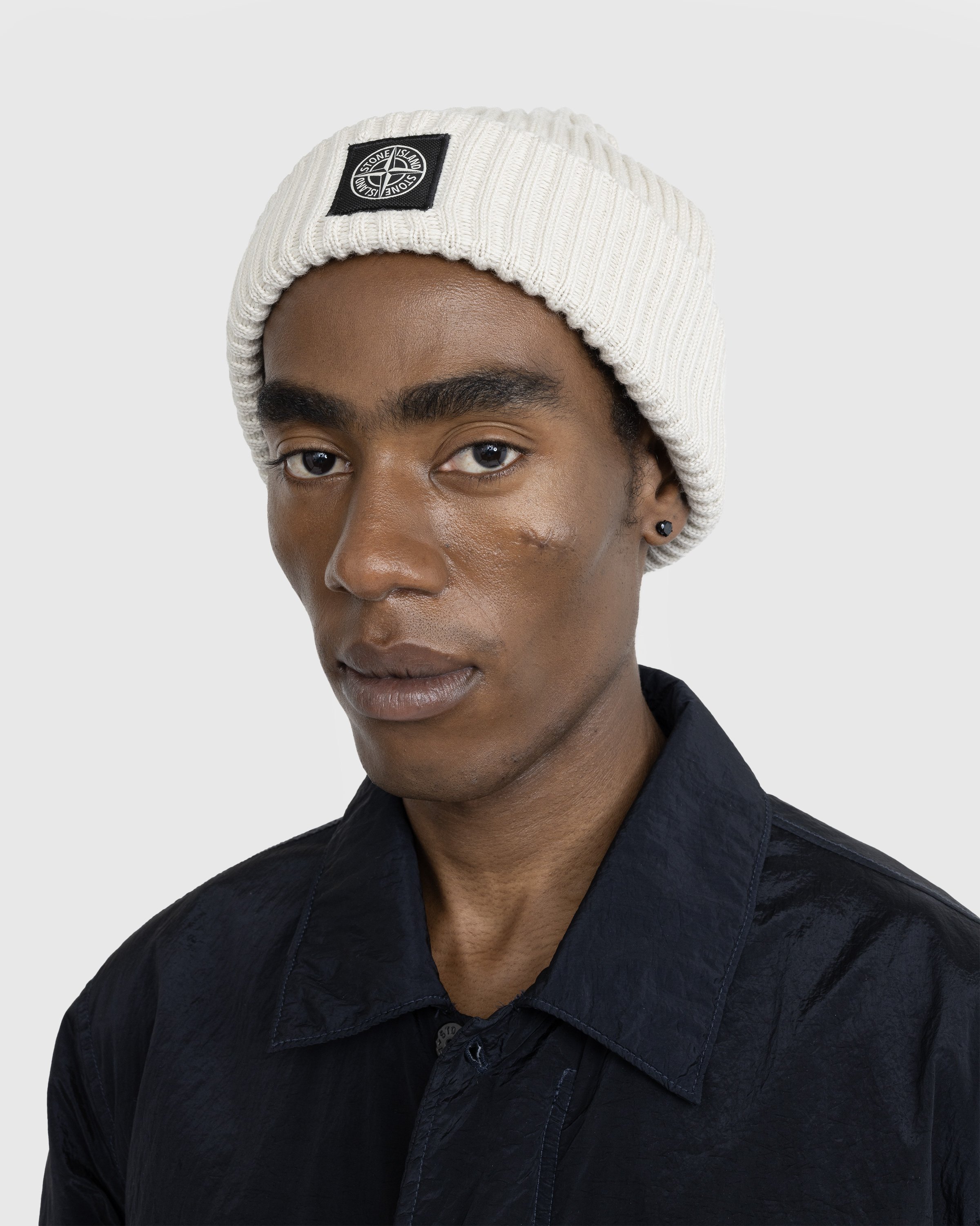 Stone Island - Ribbed Wool Beanie Plaster - Accessories - White - Image 3