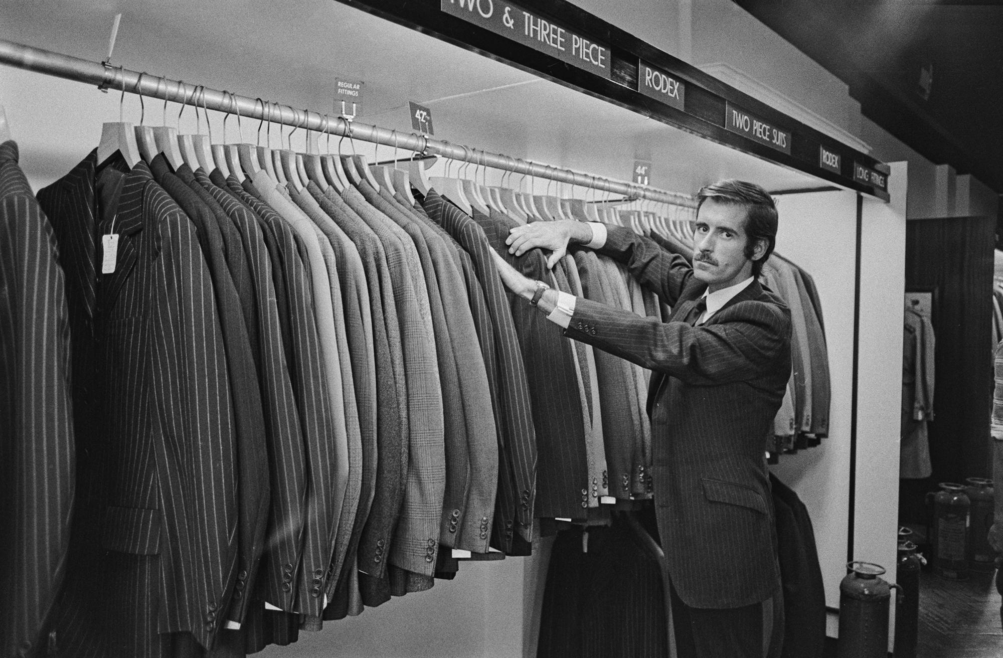 Derek Nicholls, an assistant at Liberty London, August 1973.