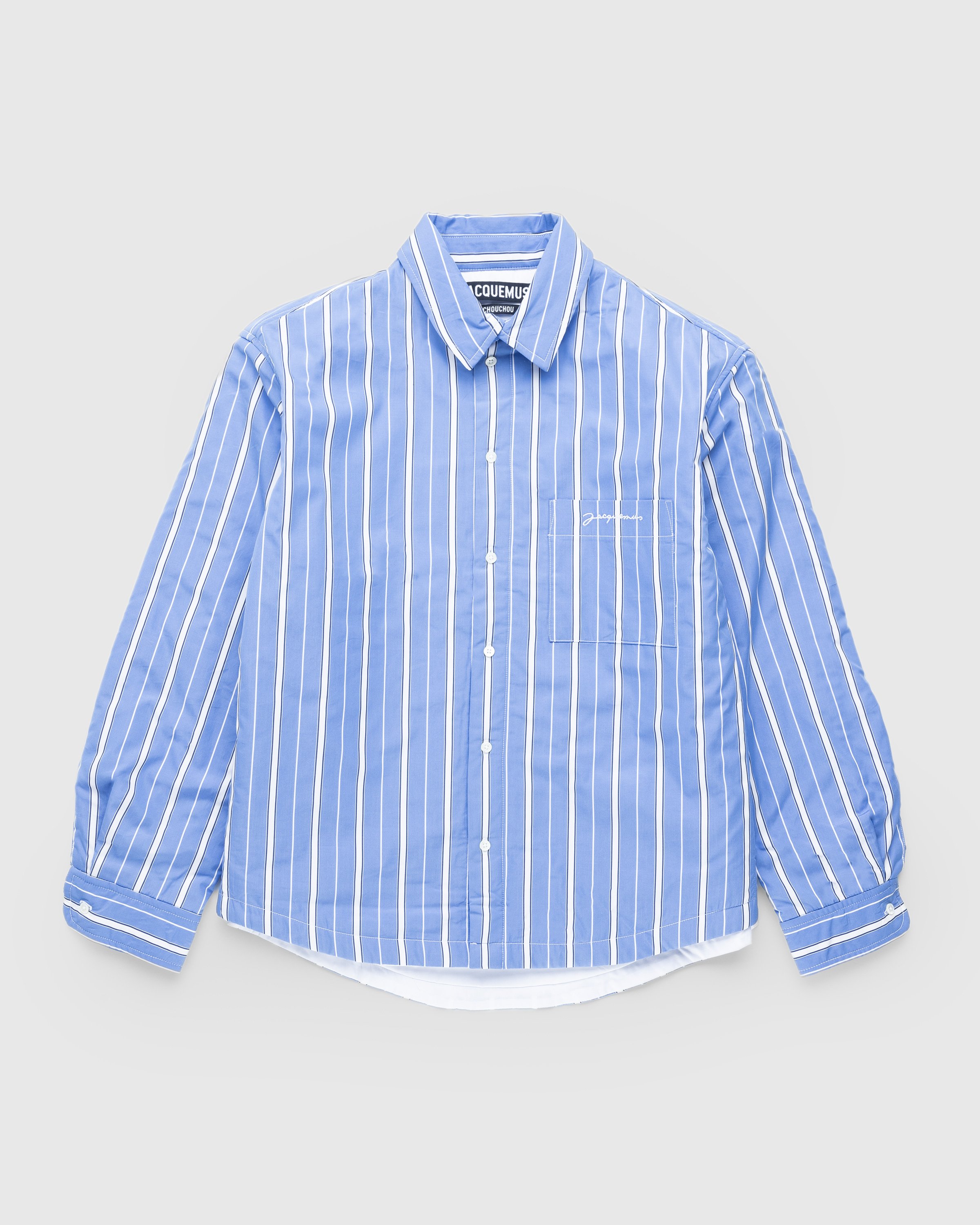 JACQUEMUS - La Chemise Boulanger Blue Stripes - Clothing - Blue - Image 1
