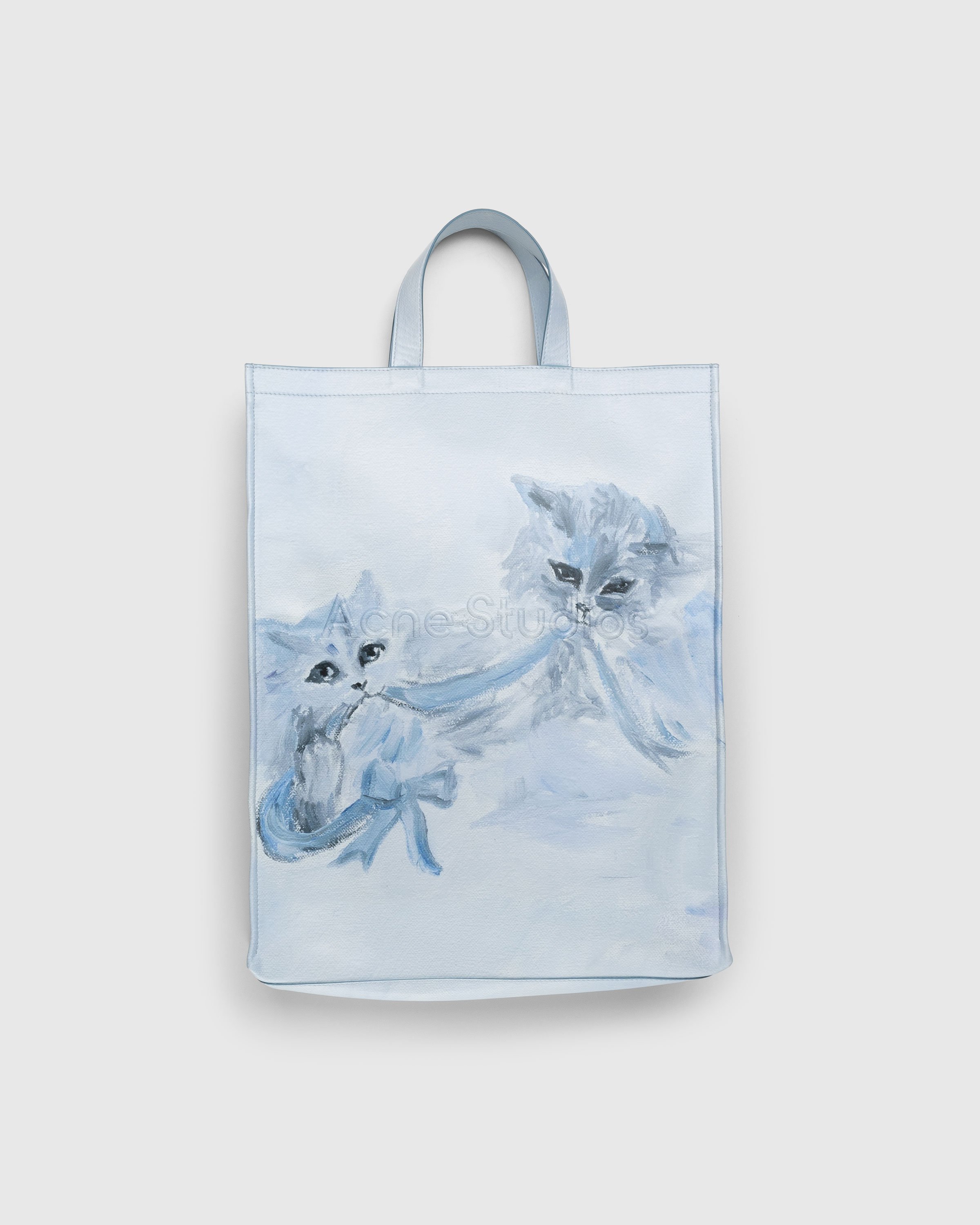 Acne Studios - Cat Print Logo Tote Bag Blue - Accessories - Blue - Image 1
