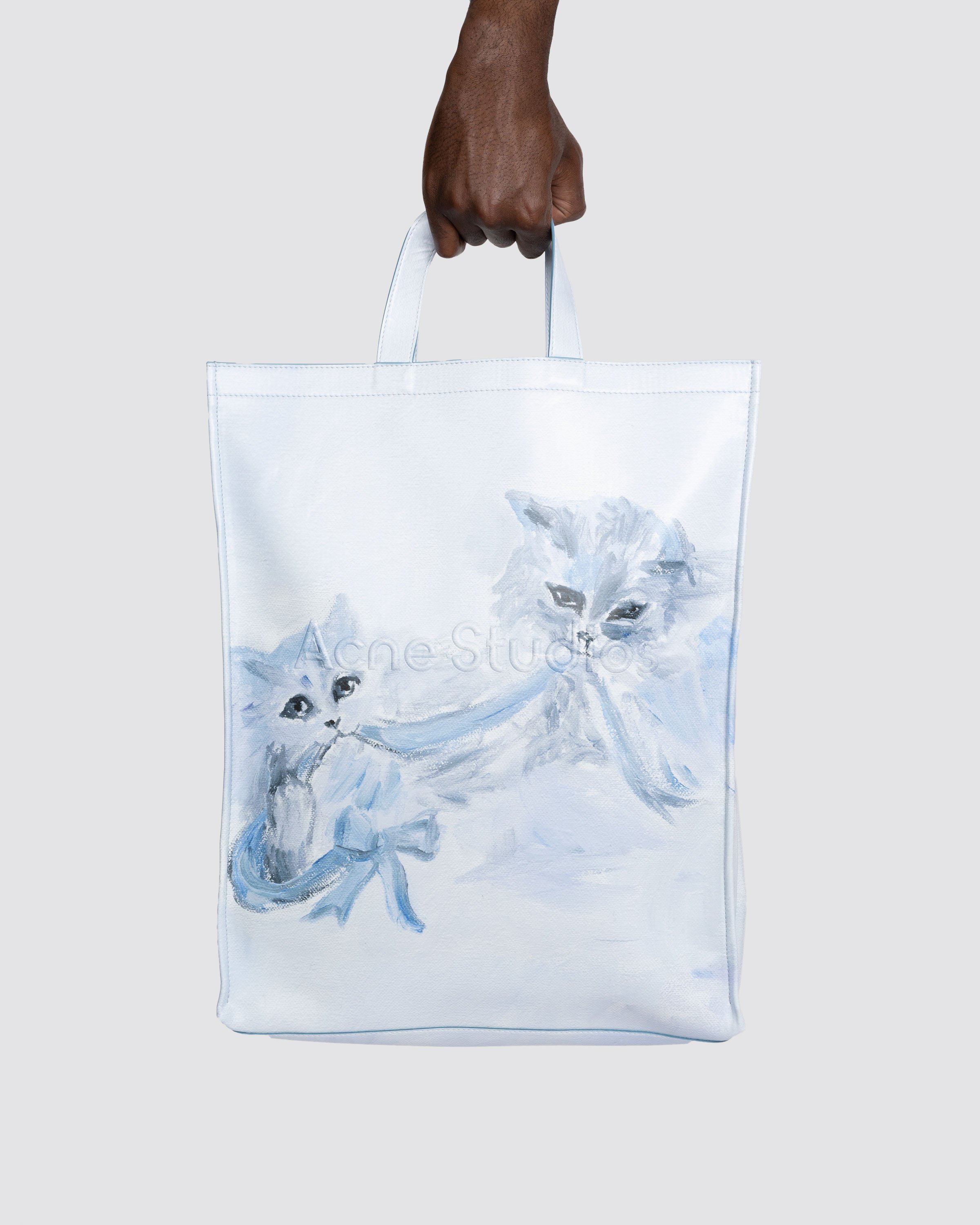Acne Studios - Cat Print Logo Tote Bag Blue - Accessories - Blue - Image 3
