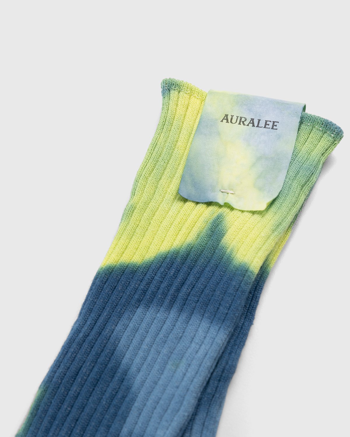 Auralee - Giza Cotton Dyed Socks BLUE YELLOW DYE - Accessories - Blue - Image 2