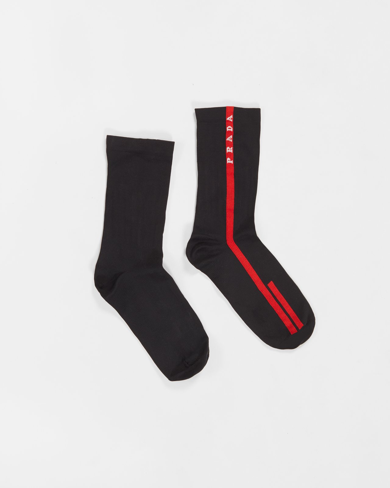 Prada - Men's Logo Stripe Socks Black - Accessories - Black - Image 1