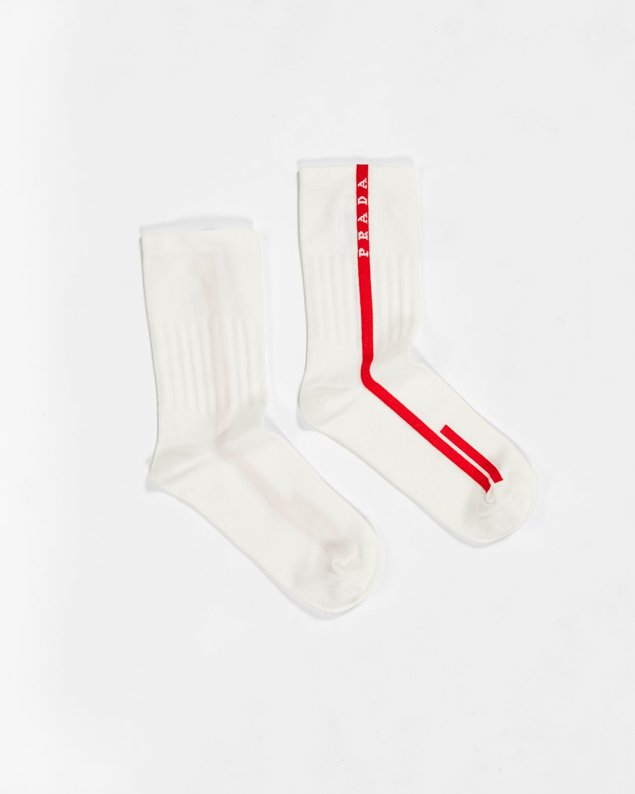 Prada - Women's Logo Stripe Socks White - Accessories - White - Image 1