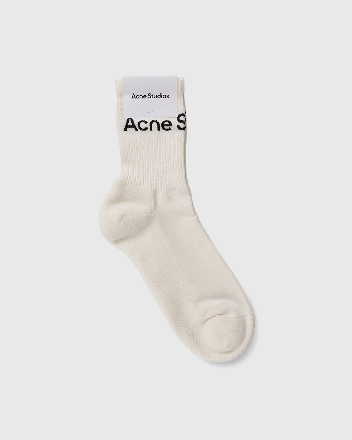 Acne Studios - Ribbed Logo Socks Black/white - Accessories - White - Image 2