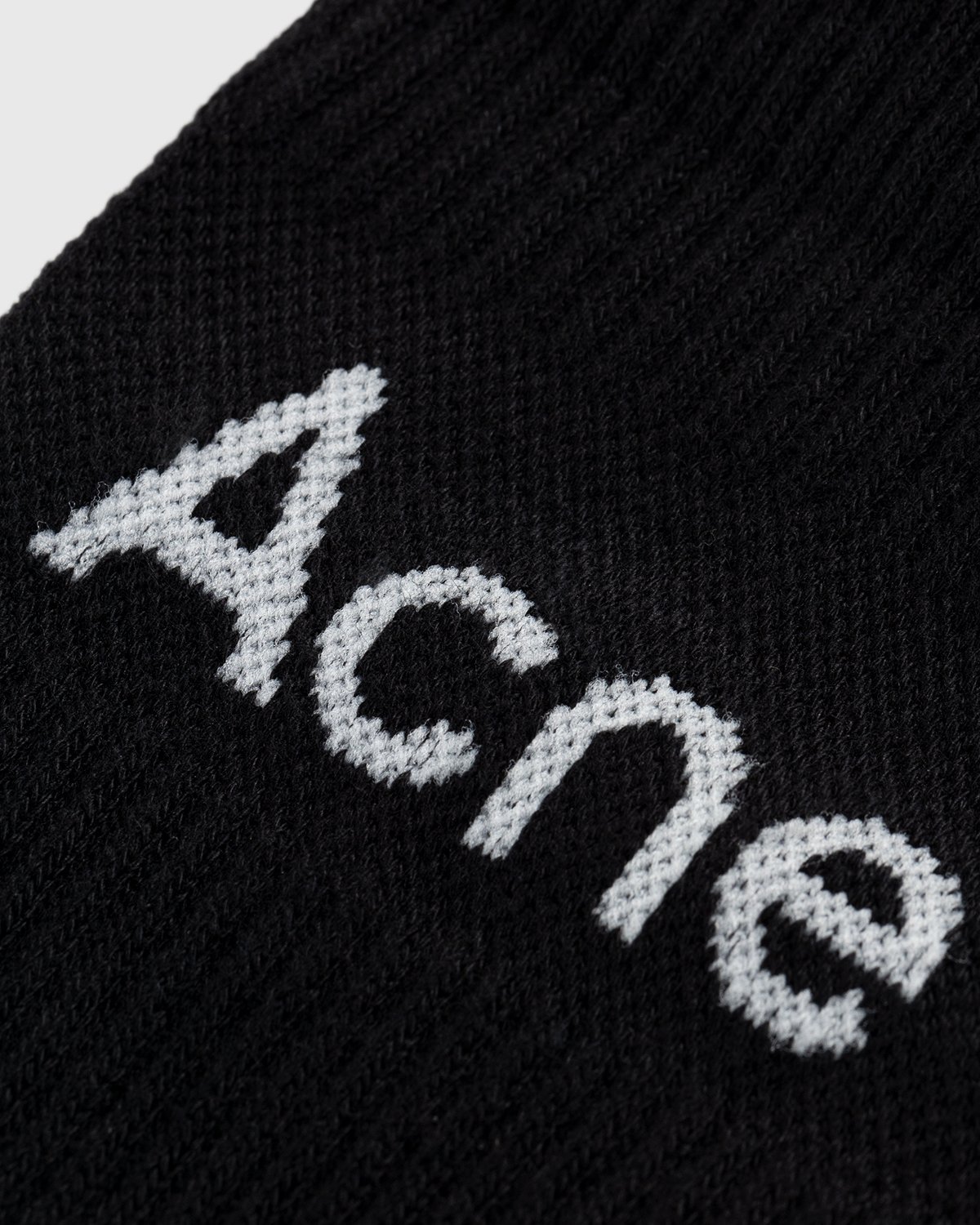 Acne Studios - Ribbed Logo Socks Black Sati/Grey - Accessories - Black - Image 3