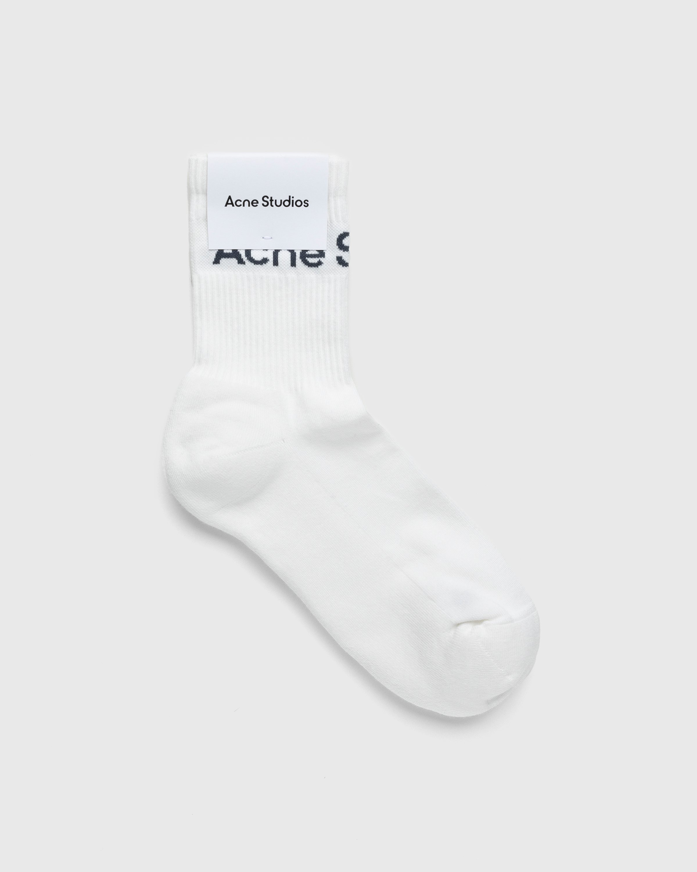 Acne Studios - Ribbed Logo Socks White - Accessories - White - Image 1