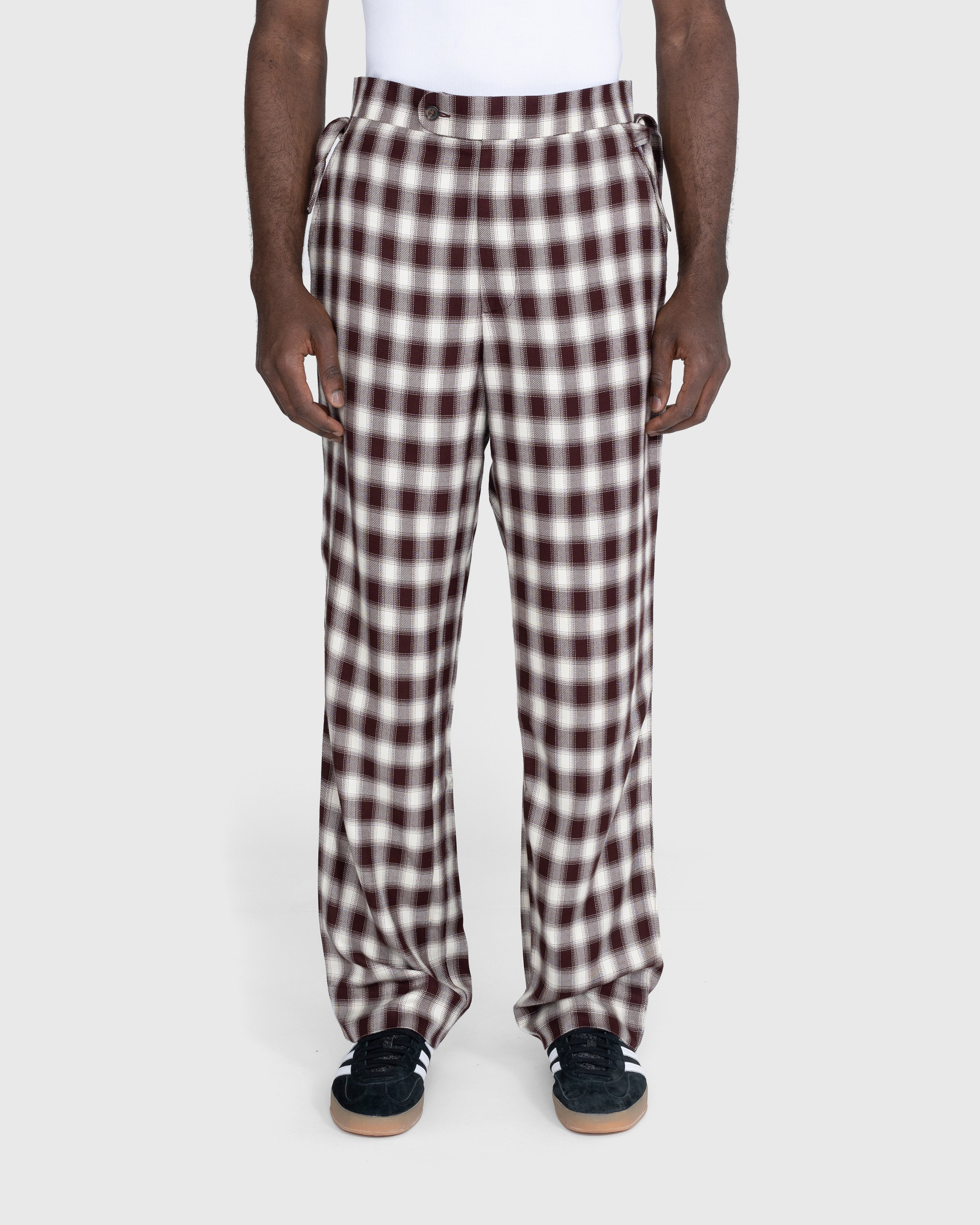 Bode - Shadow Plaid Side-Tie Trousers Brown - Clothing - Brown - Image 2