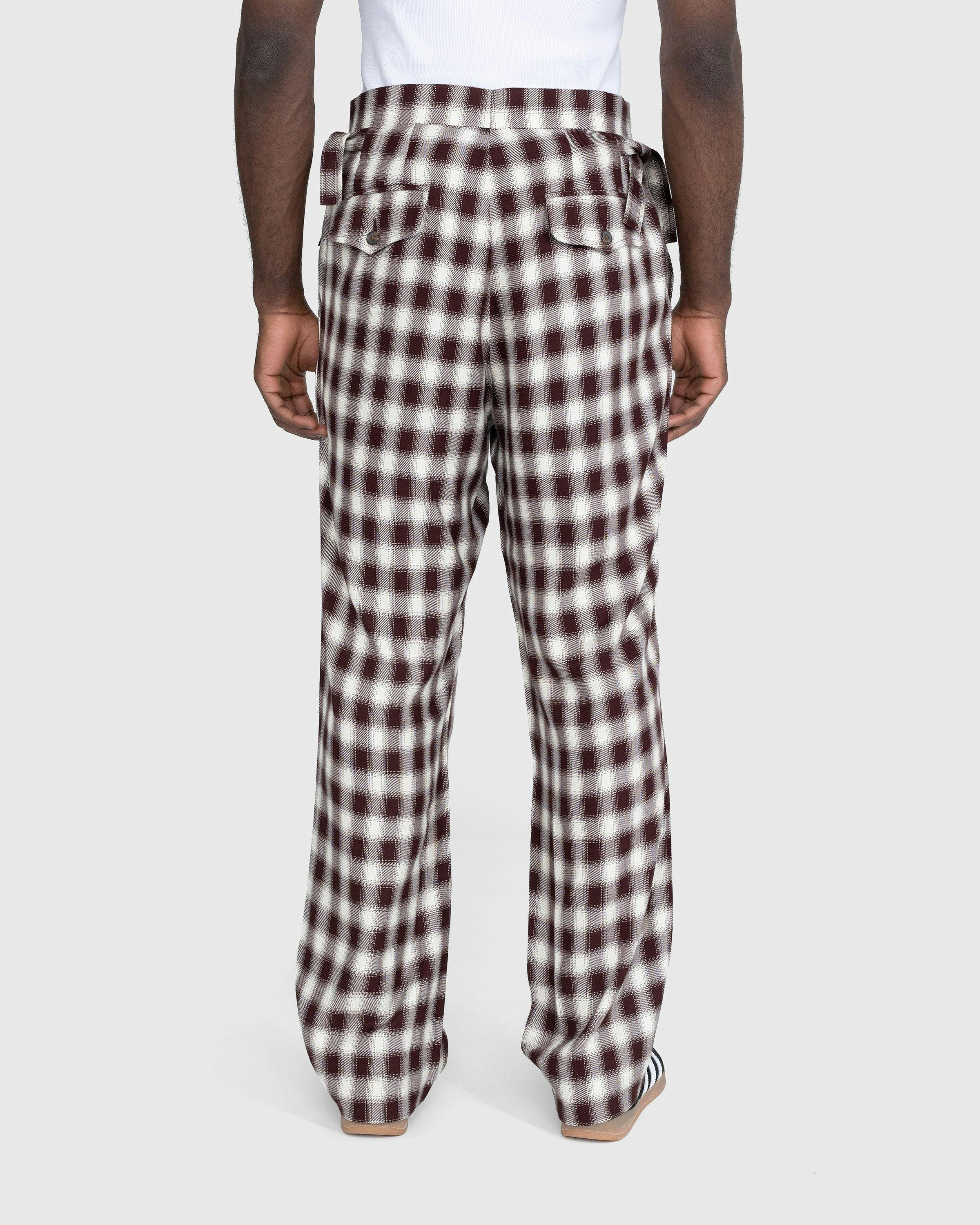 Bode - Shadow Plaid Side-Tie Trousers Brown - Clothing - Brown - Image 4