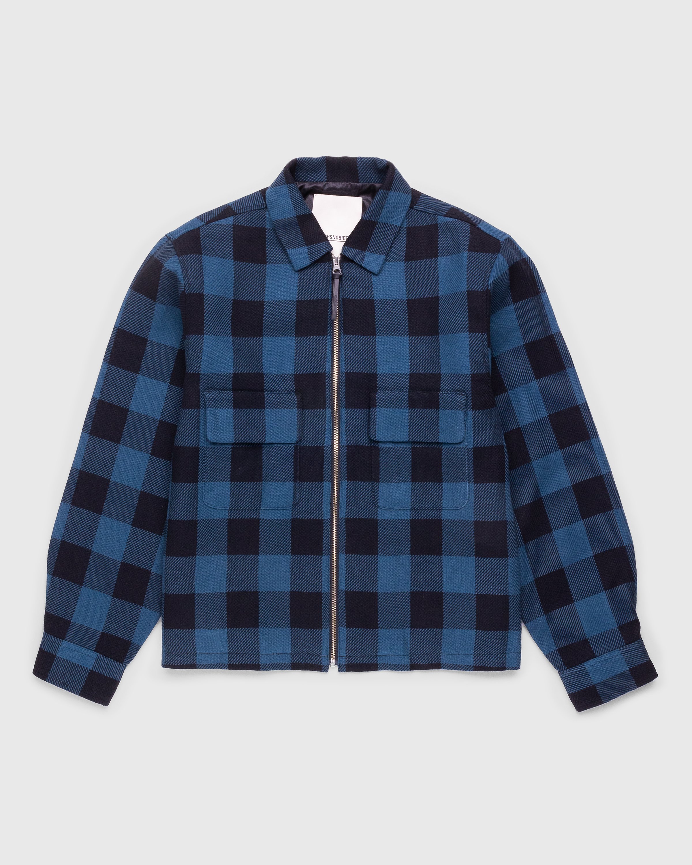 Highsnobiety - Buffalo Check Zip Shirt Navy - Clothing - Blue - Image 1