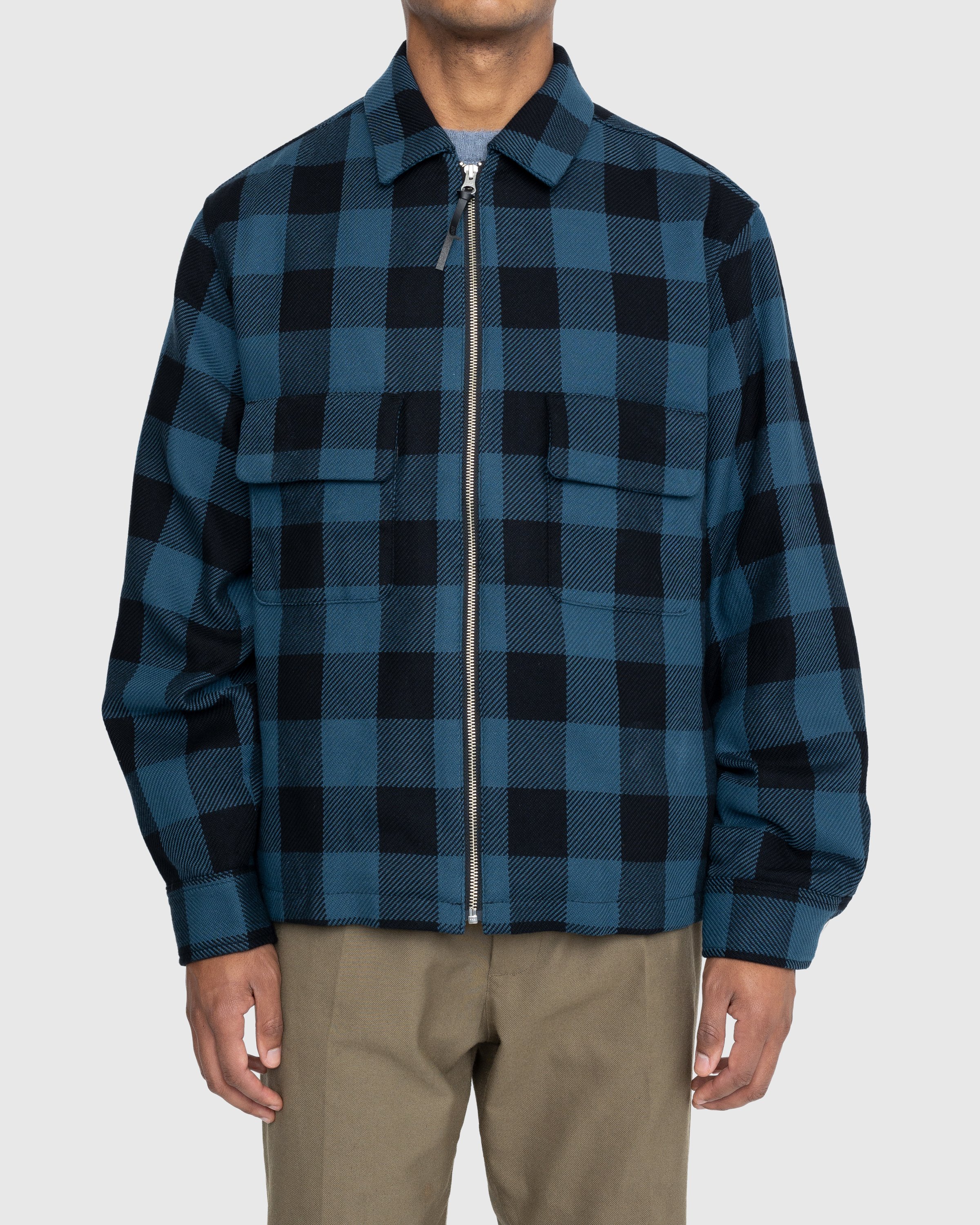 Highsnobiety - Buffalo Check Zip Shirt Navy - Clothing - Blue - Image 2