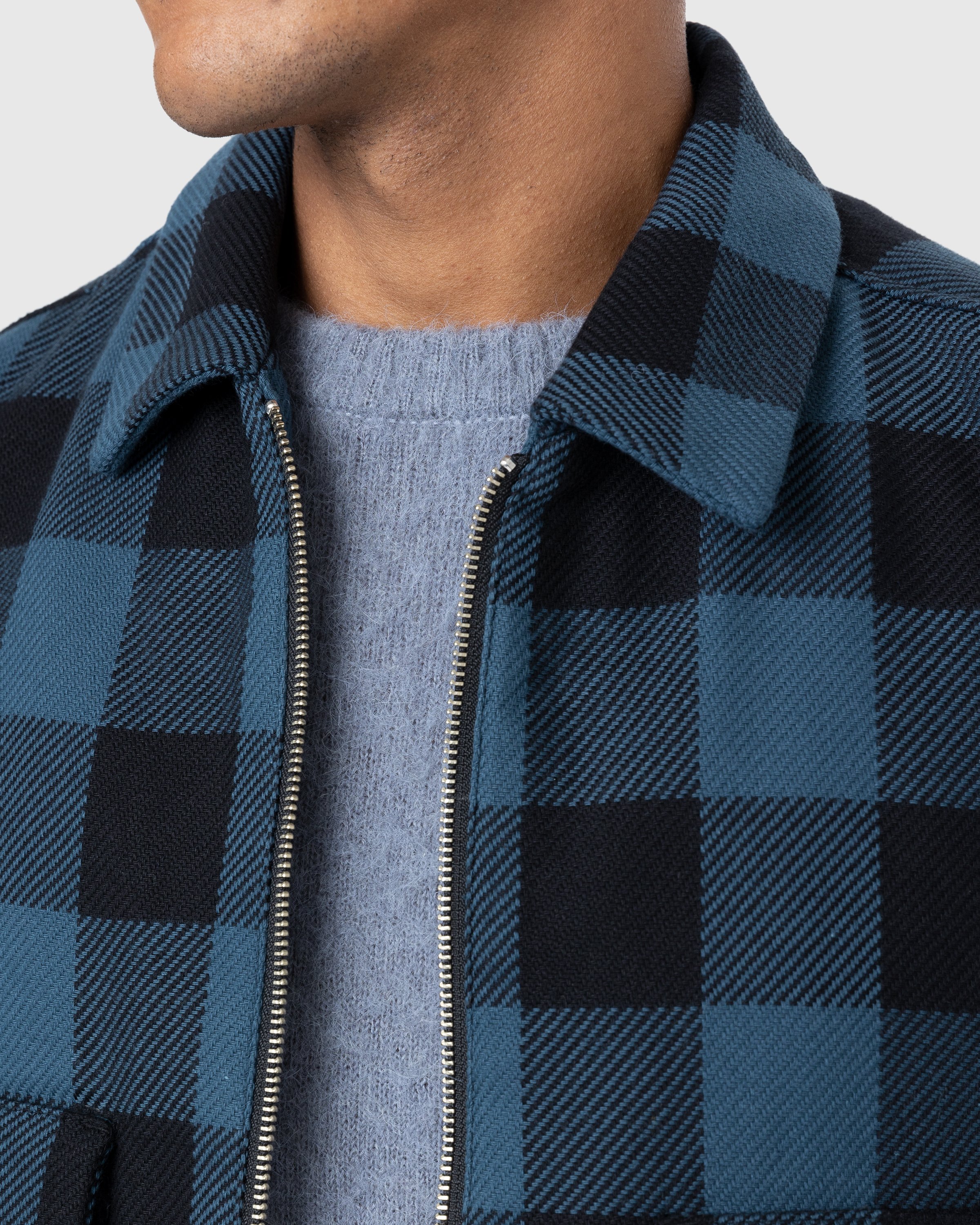Highsnobiety - Buffalo Check Zip Shirt Navy - Clothing - Blue - Image 7