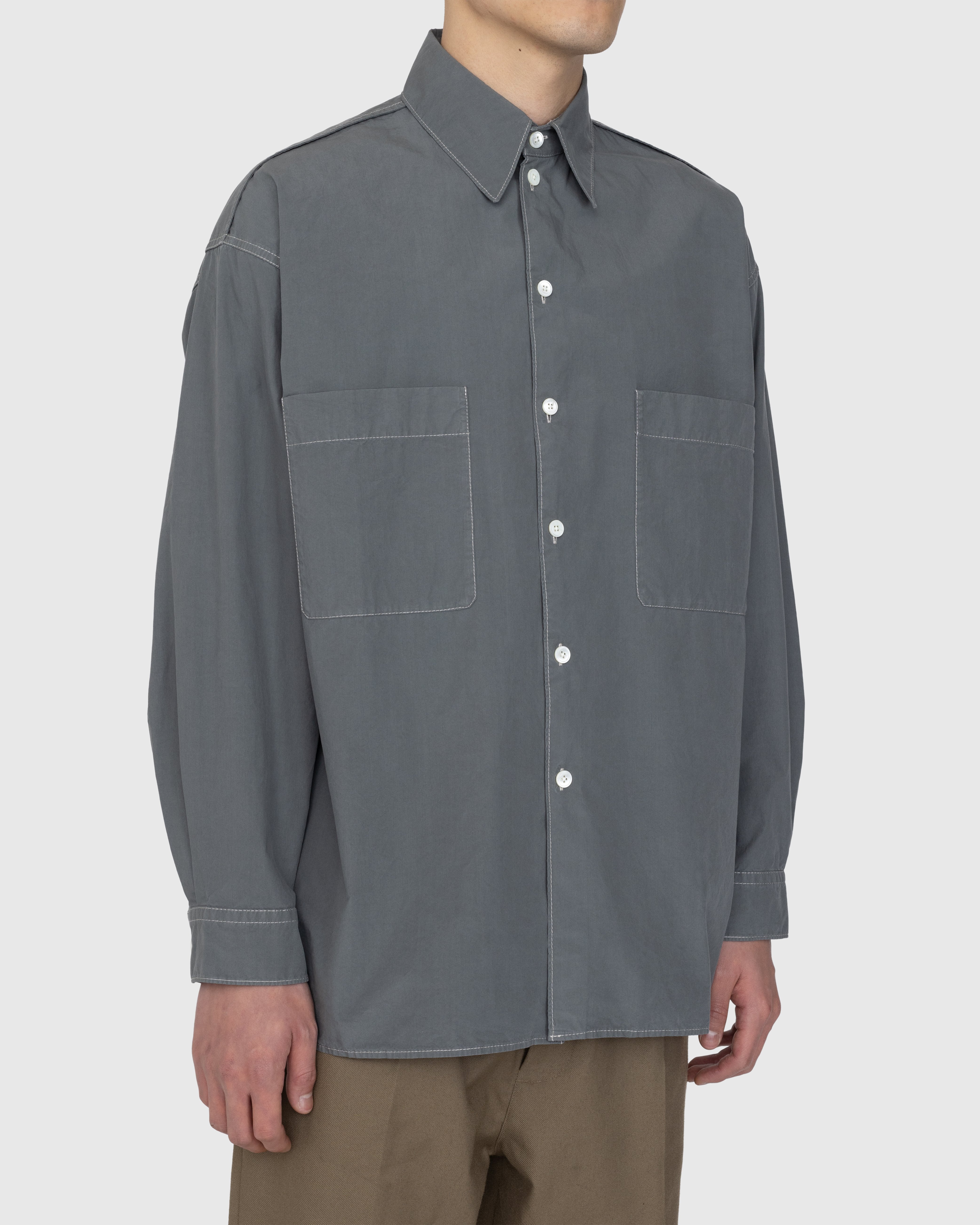 Lemaire - Cotton Poplin Shirt Grey - Clothing - Grey - Image 3