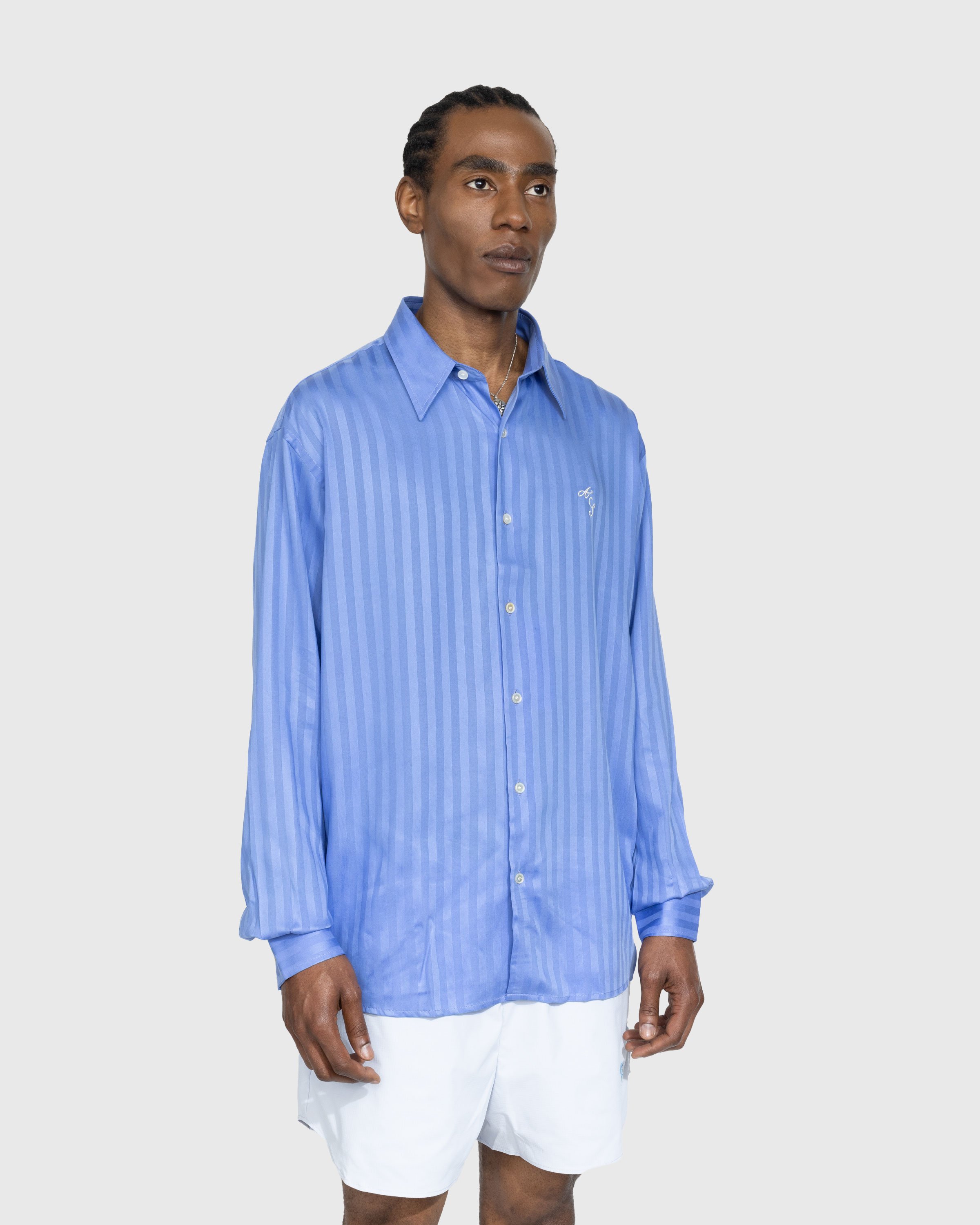 Acne Studios - Stripe Button-Up Shirt Blue - Clothing - Blue - Image 4