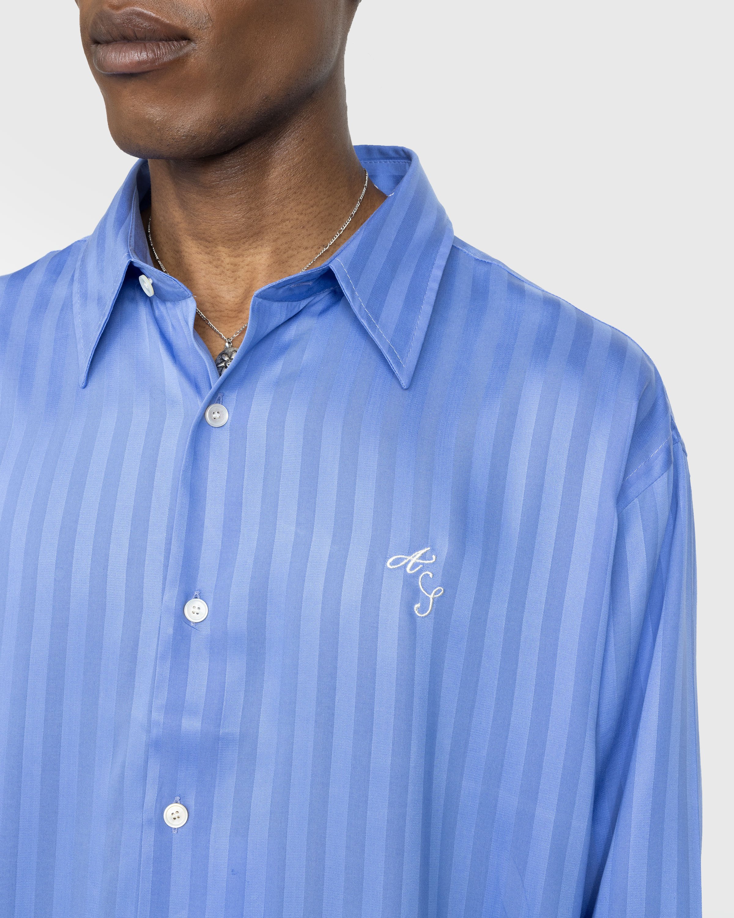 Acne Studios - Stripe Button-Up Shirt Blue - Clothing - Blue - Image 6