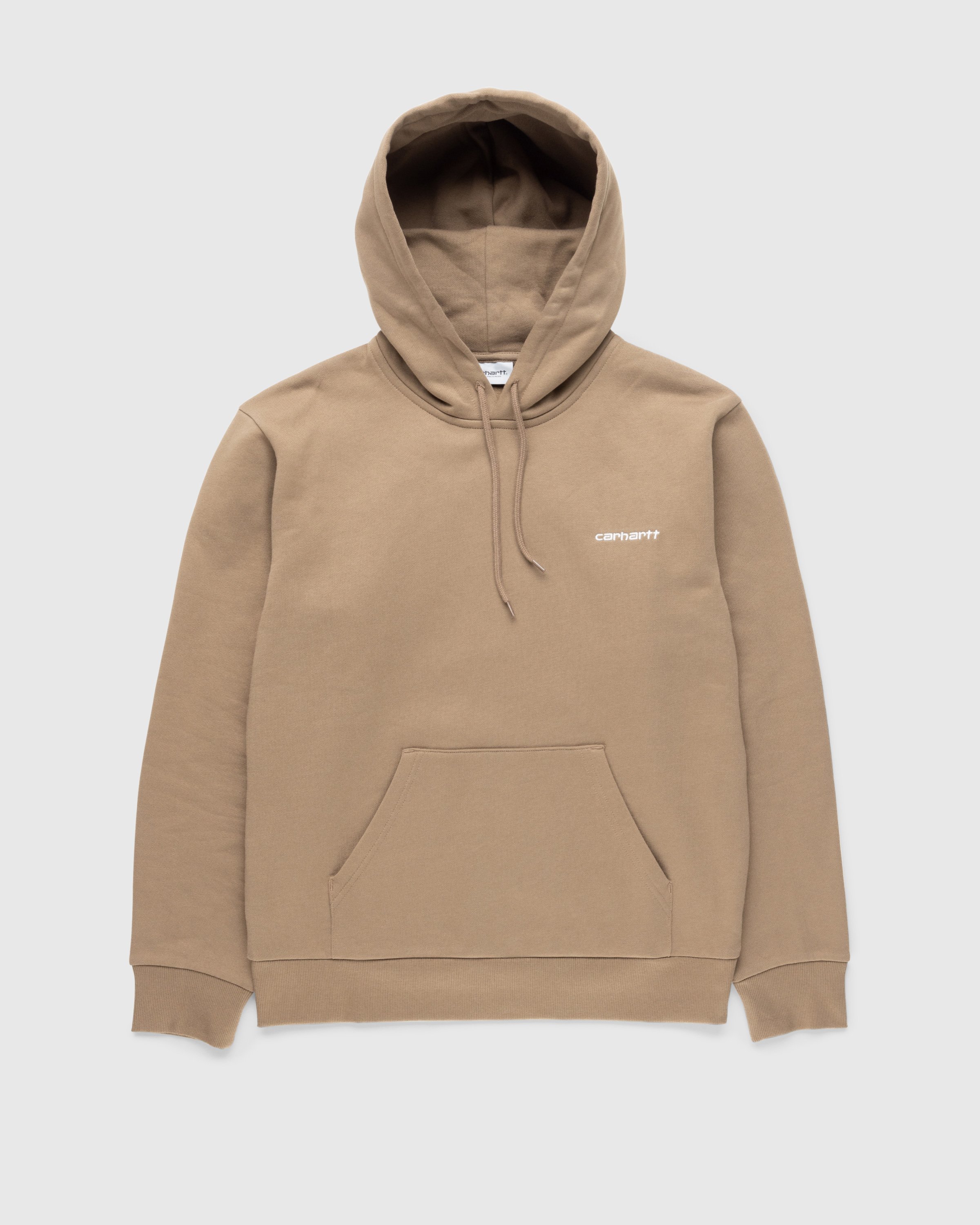 Carhartt WIP - Script Embroidery Hoodie Buffalo/White - Clothing - Green - Image 1
