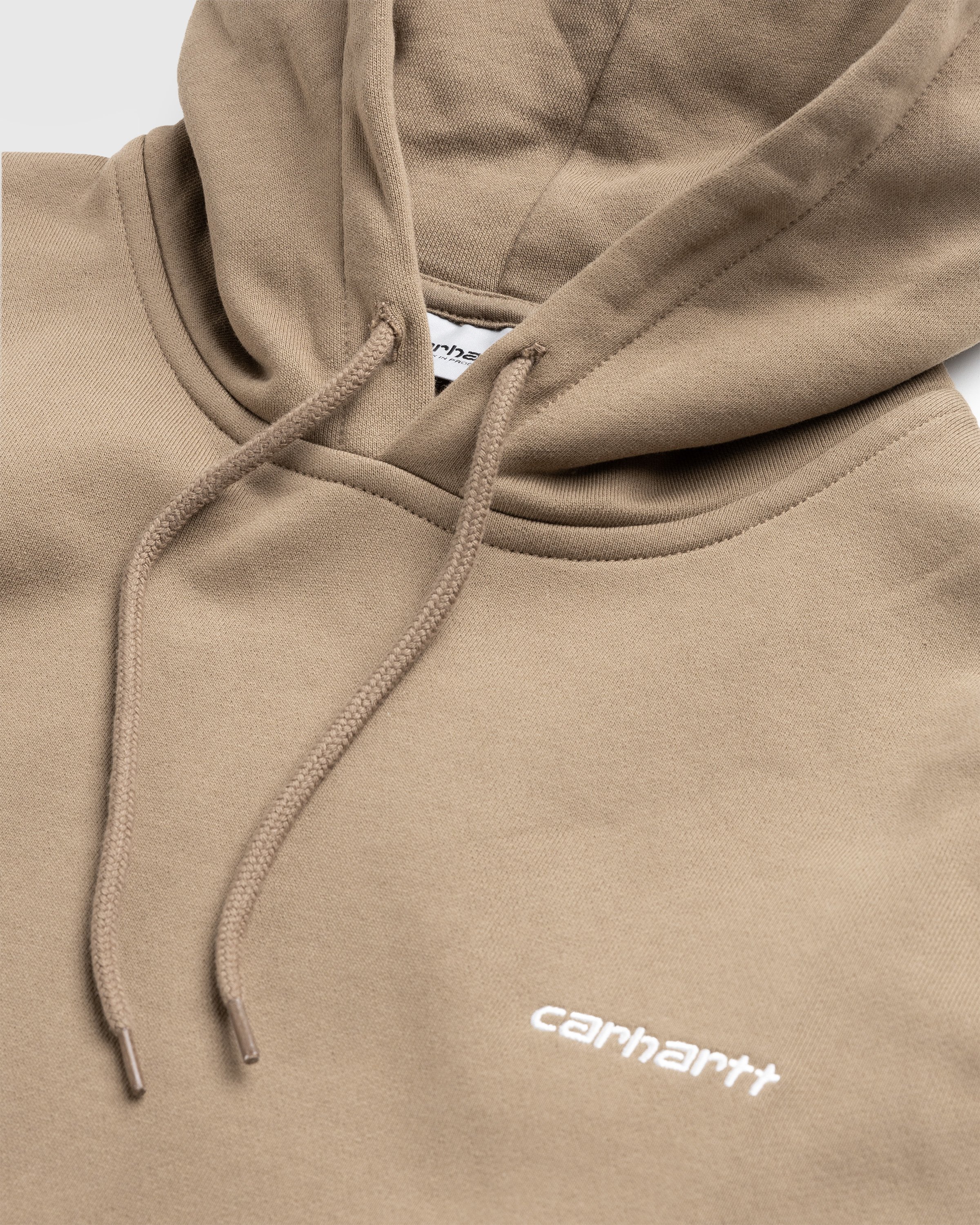 Carhartt WIP - Script Embroidery Hoodie Buffalo/White - Clothing - Green - Image 5