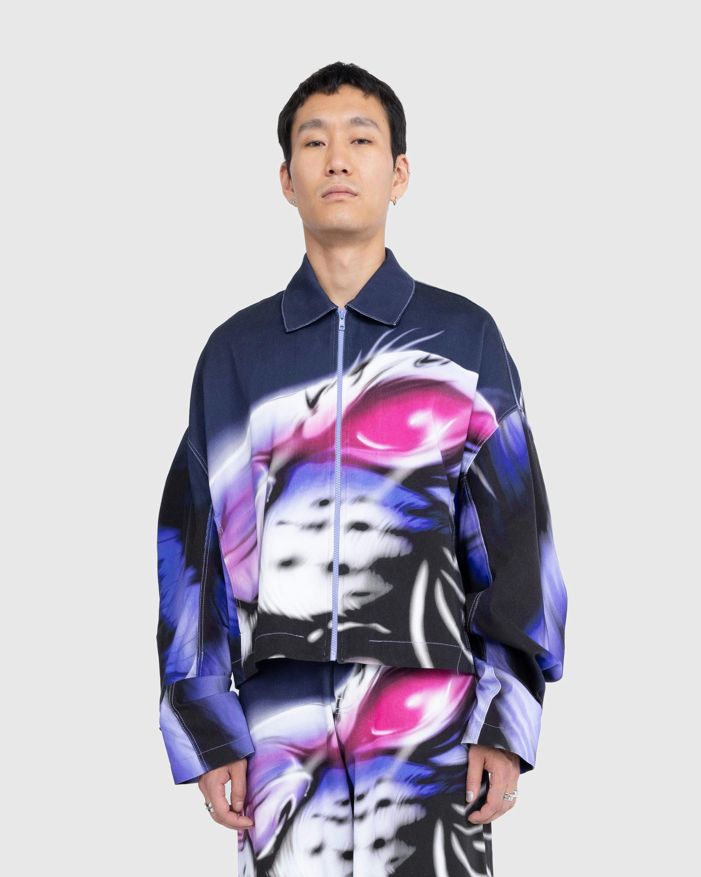 Gerrit Jacob - Printed Denim Jacket Navy / Lilac - Clothing - Purple - Image 2