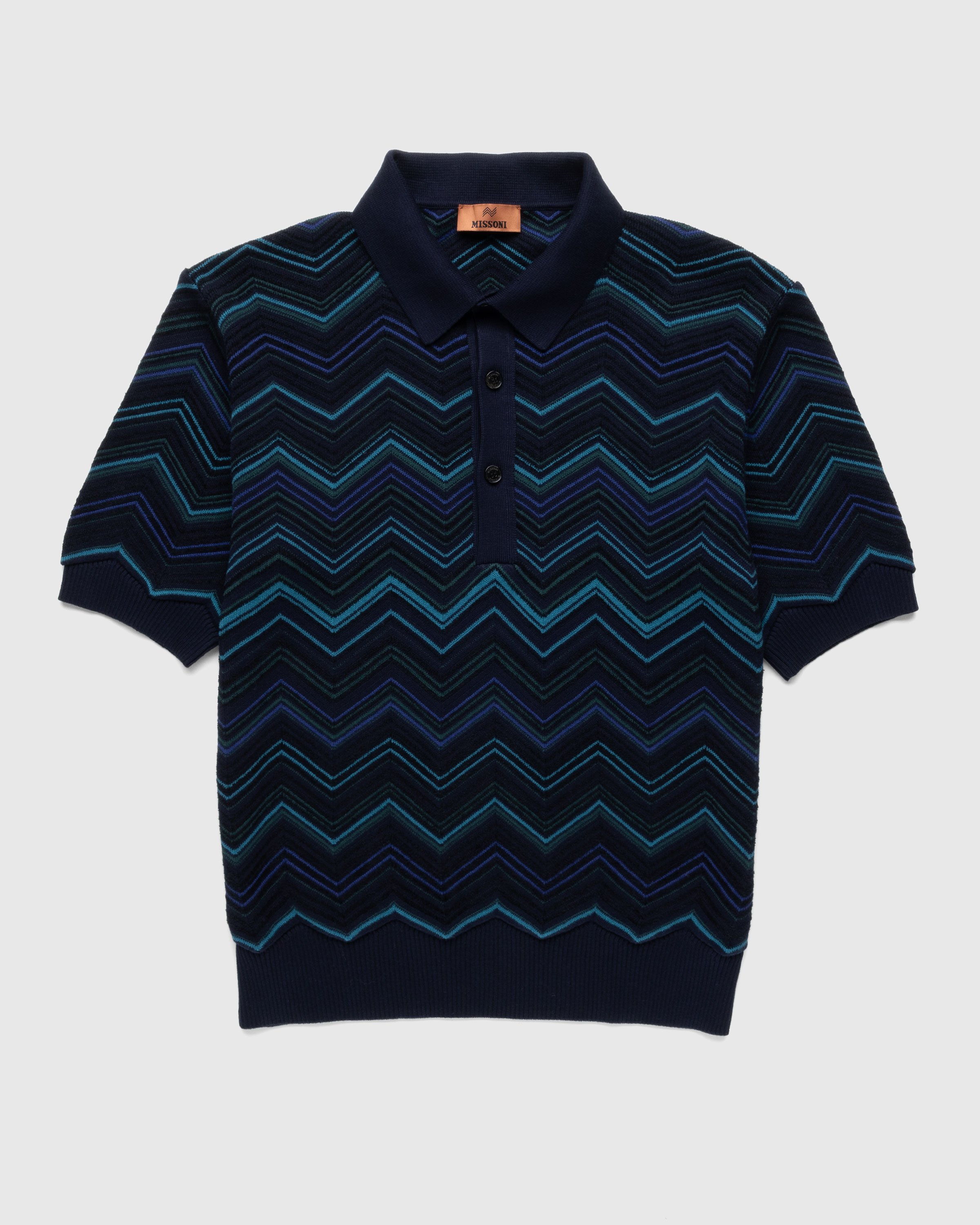 Missoni - Zig Zag Polo Shirt Blue/Green/Coal - Clothing - Multi - Image 1