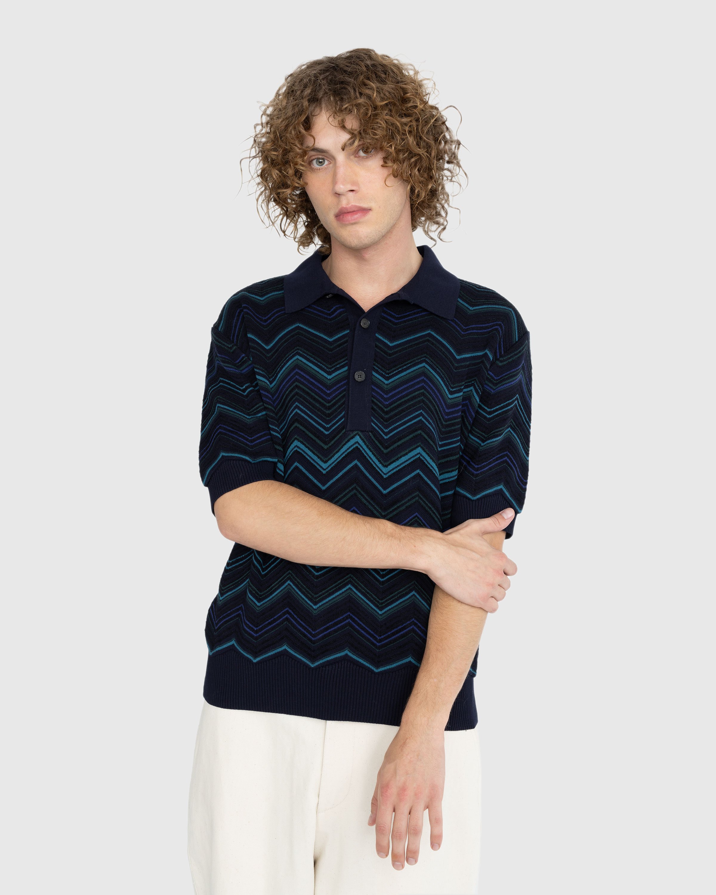 Missoni - Zig Zag Polo Shirt Blue/Green/Coal - Clothing - Multi - Image 2