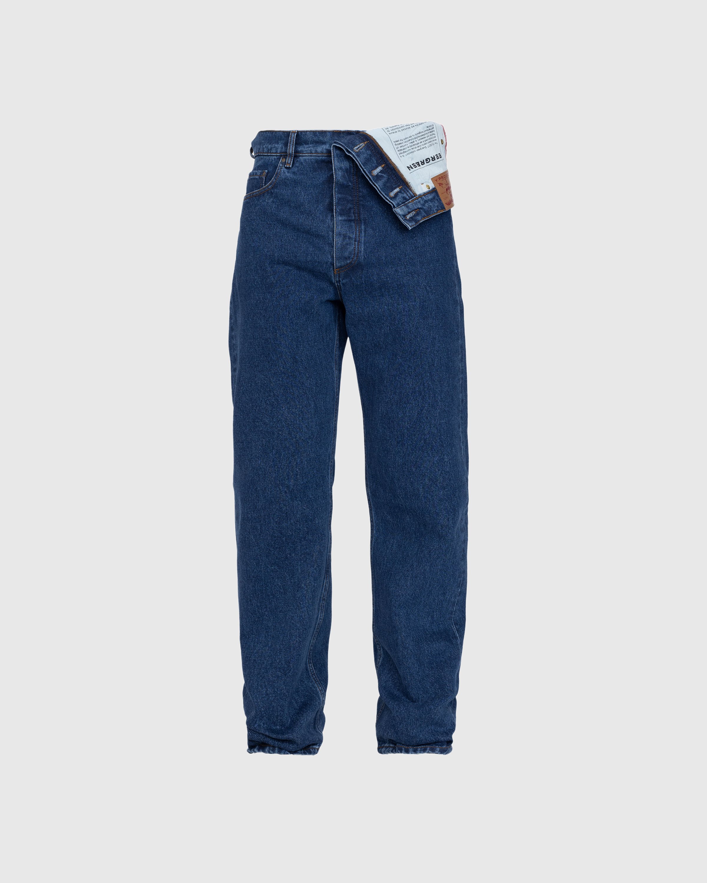 Y/Project - Classic Asymmetric Waist Jeans Blue - Clothing - Blue - Image 1