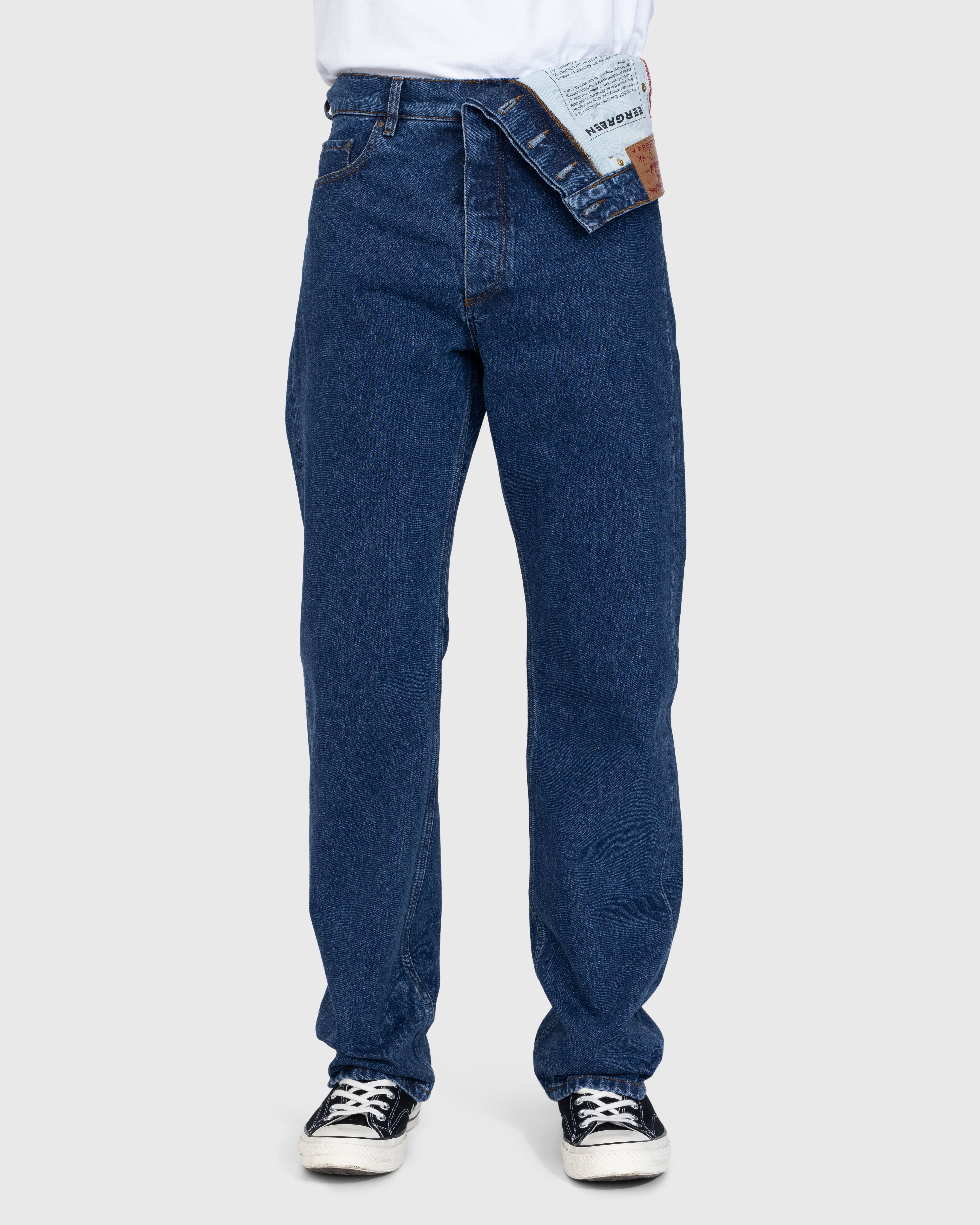 Y/Project - Classic Asymmetric Waist Jeans Blue - Clothing - Blue - Image 2