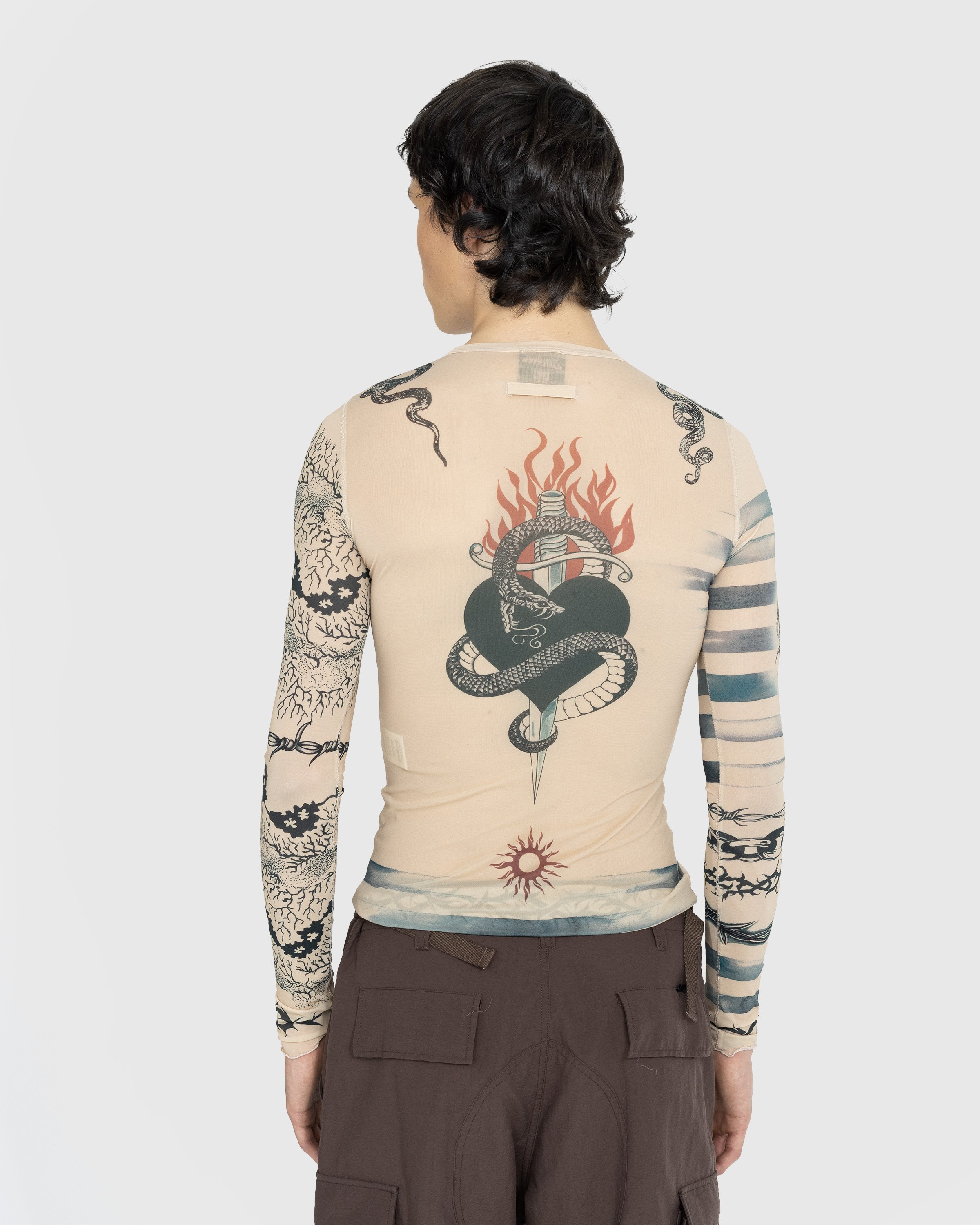 Jean Paul Gaultier - Trompe l'oeil Tattoo Longsleeve Top Nude/Grey/Black - Clothing - Beige - Image 3