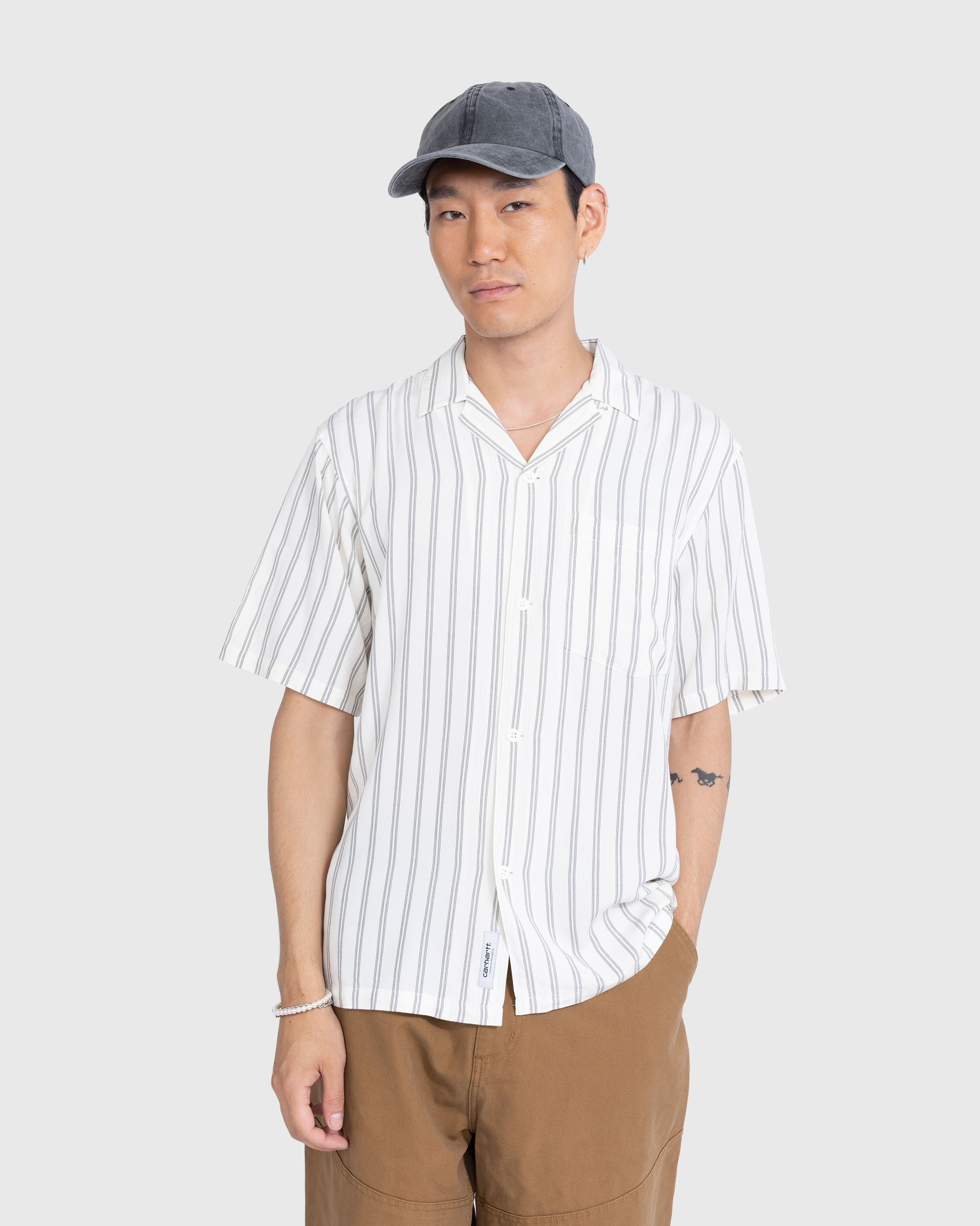 Carhartt WIP - Reyes Stripe Shirt Wax - Clothing - Beige - Image 2