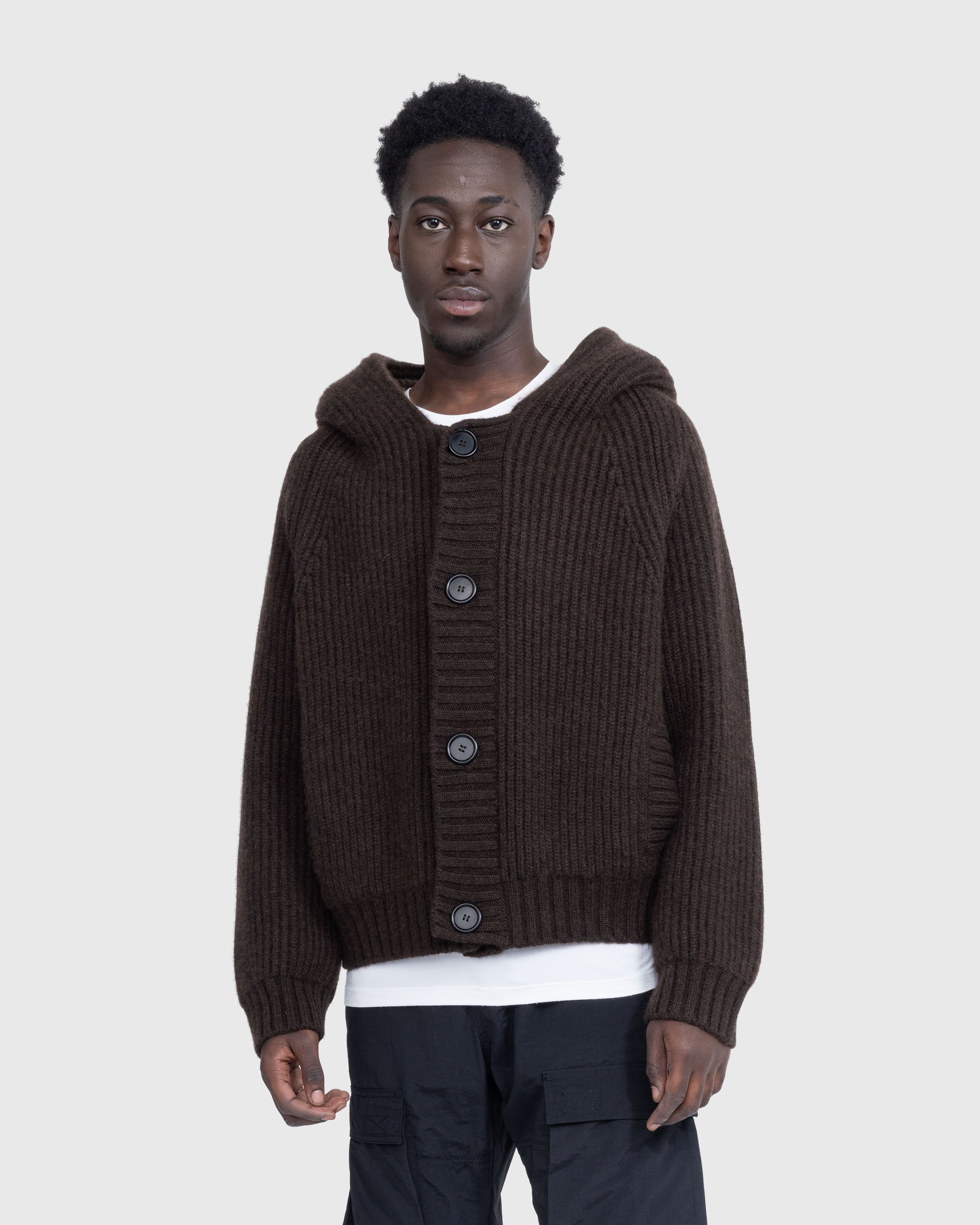 Meta Campania Collective - Michel Exaggerated Rib Cashmere Hooded Cardigan Dark Chocolate Brown - Clothing - Brown - Image 2