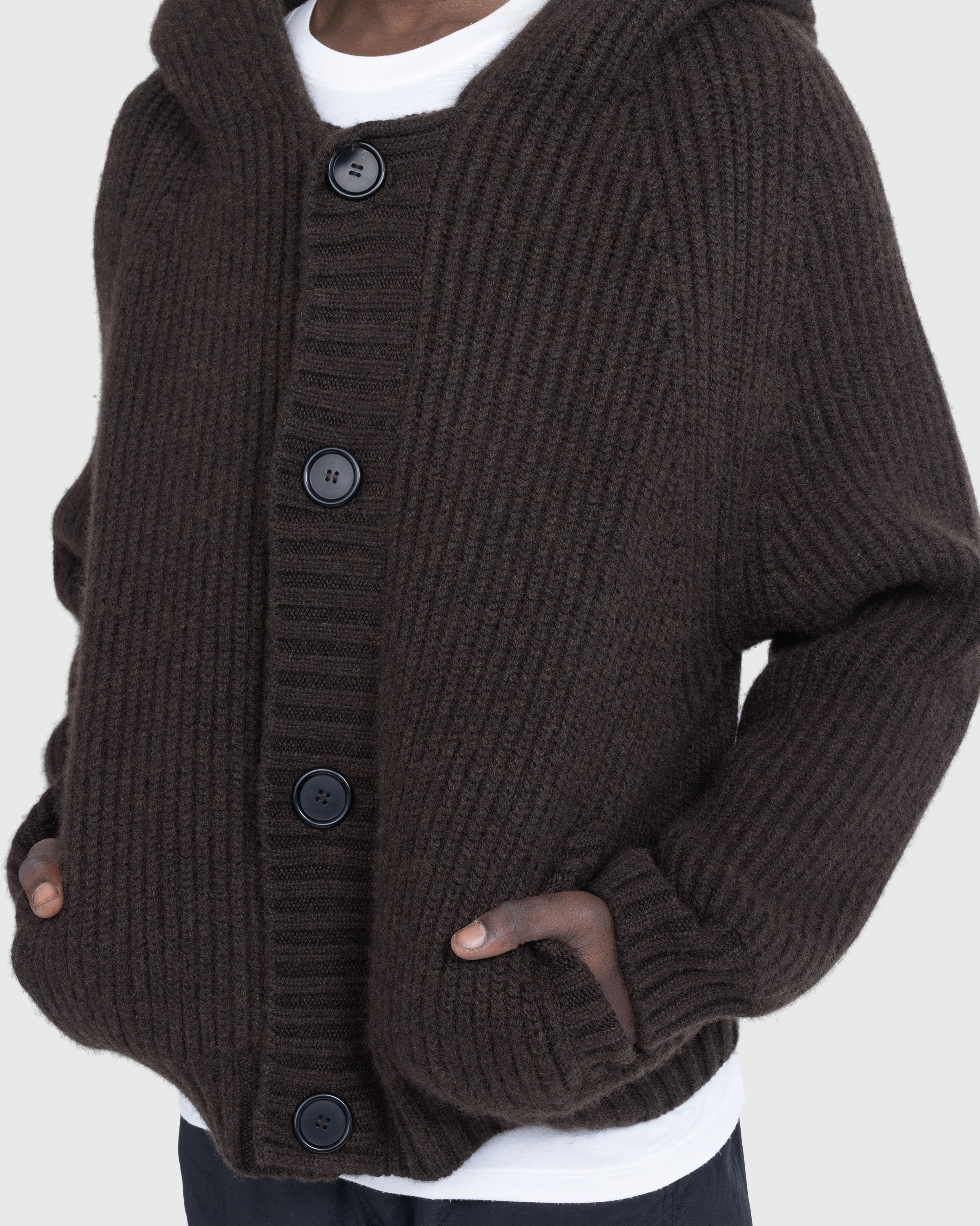 Meta Campania Collective - Michel Exaggerated Rib Cashmere Hooded Cardigan Dark Chocolate Brown - Clothing - Brown - Image 5